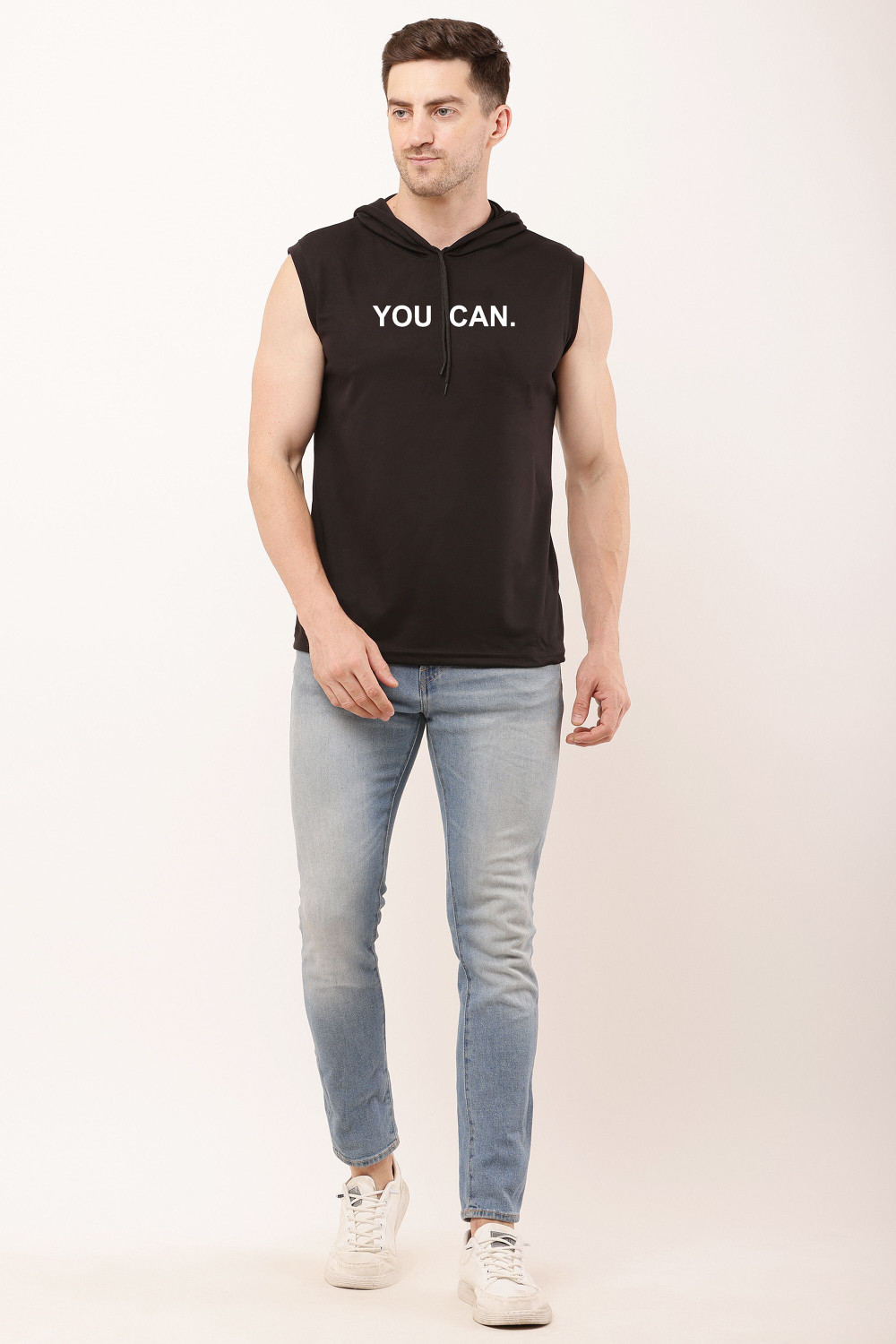Image of Mundali Printed Men Hooded Neck Black T-Shirt