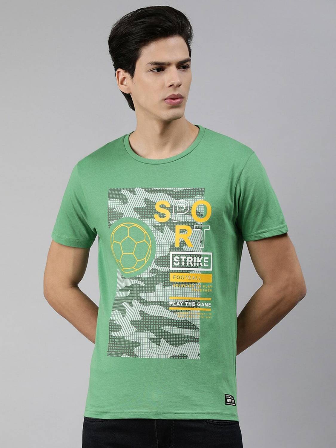 Aditya Birla - abof Printed Men Round Neck Green T-Shirt