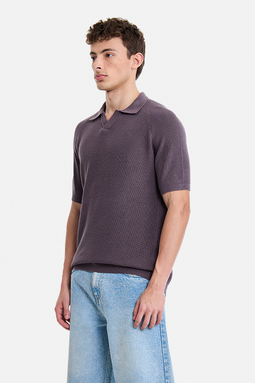 Image of Snitch Solid Men Polo Neck Purple T-Shirt