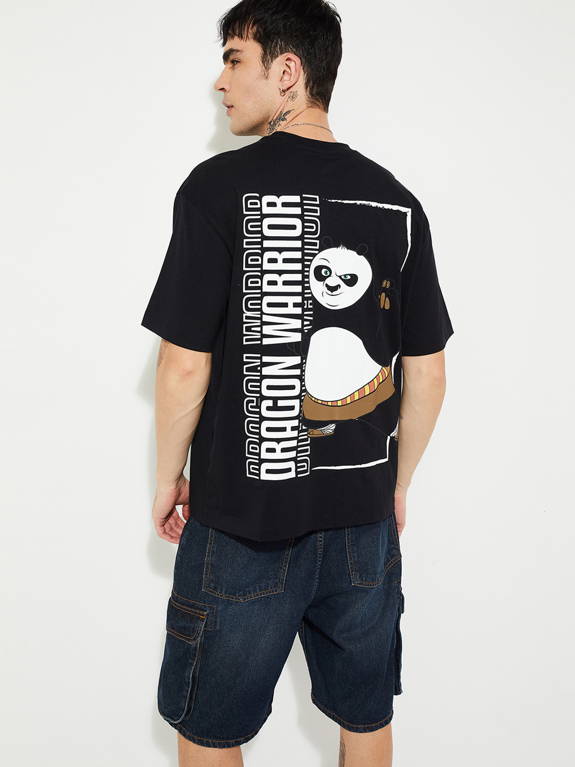 Image of MAX Printed Men Round Neck Black T-Shirt