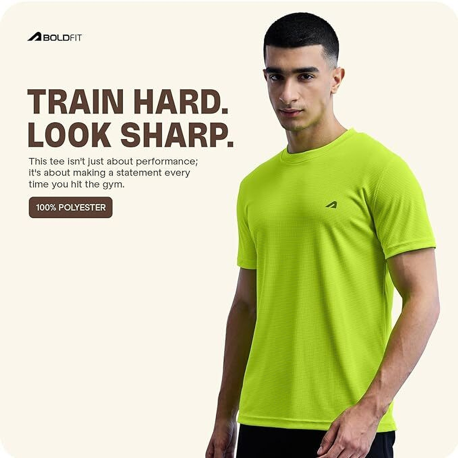 Image of Boldfit Athleisure Solid Men Round Neck Green T-Shirt