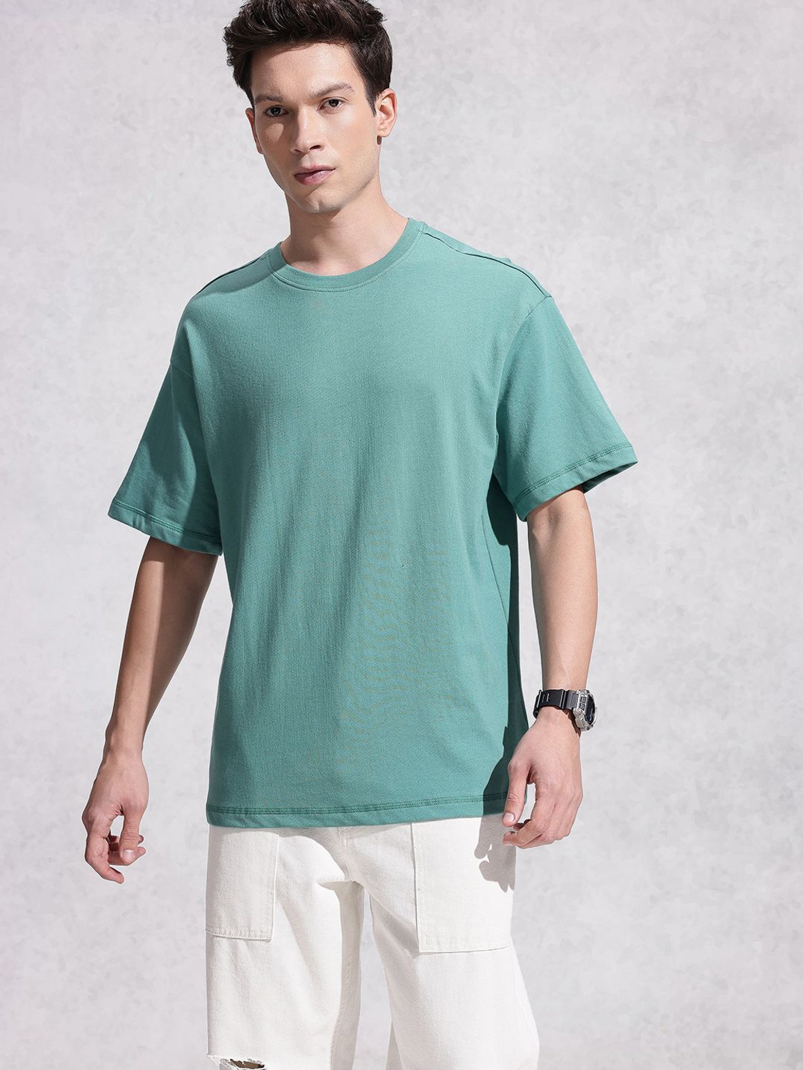 Image of WROGN Printed Men Round Neck Green T-Shirt