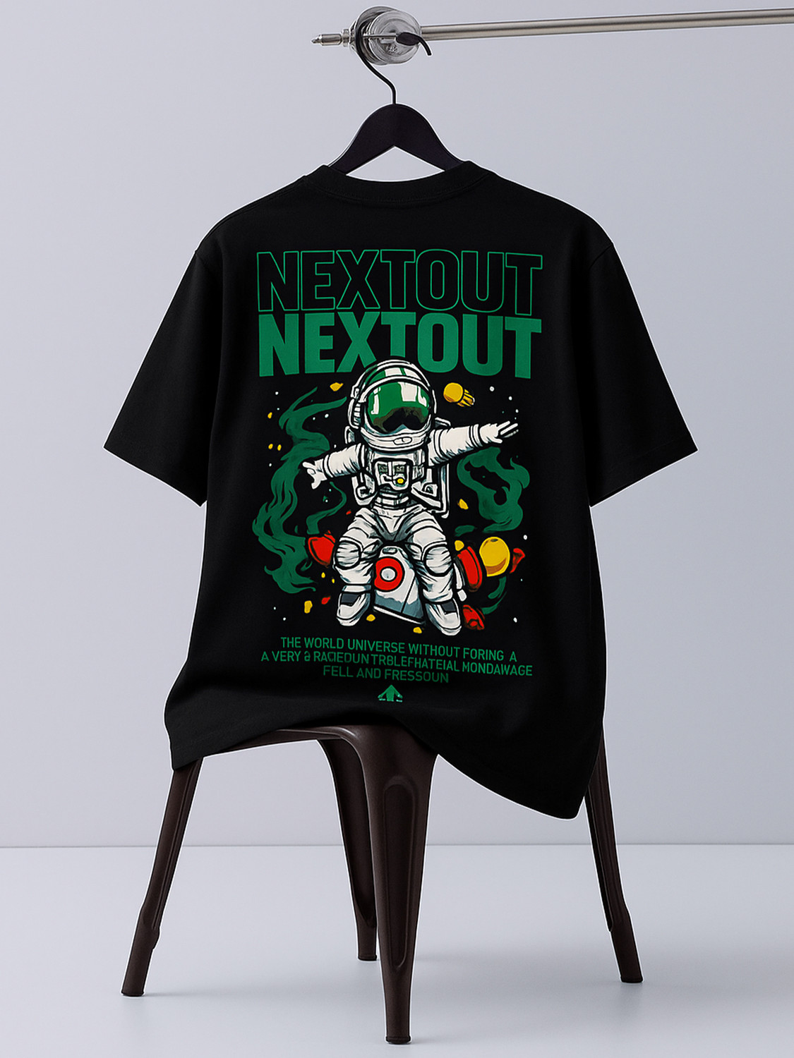 Image of Jump Cuts Printed Men Round Neck Black T-Shirt