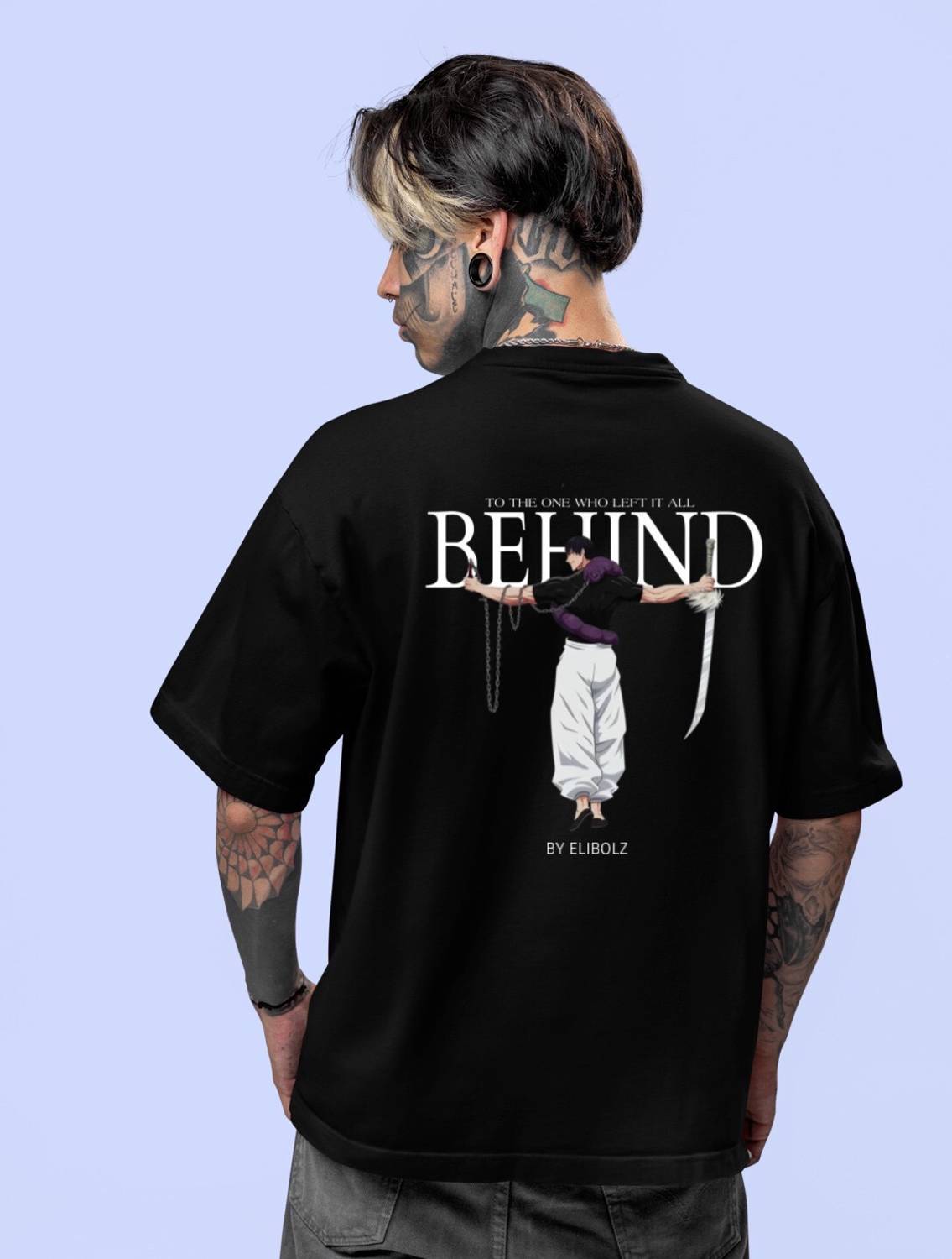dos hermanos Men Printed Round Neck Cotton Blend Black T-Shirt