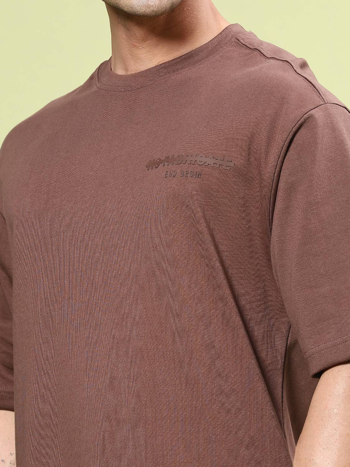 V-MART Men Brown Round Neck T-Shirt - Image 4