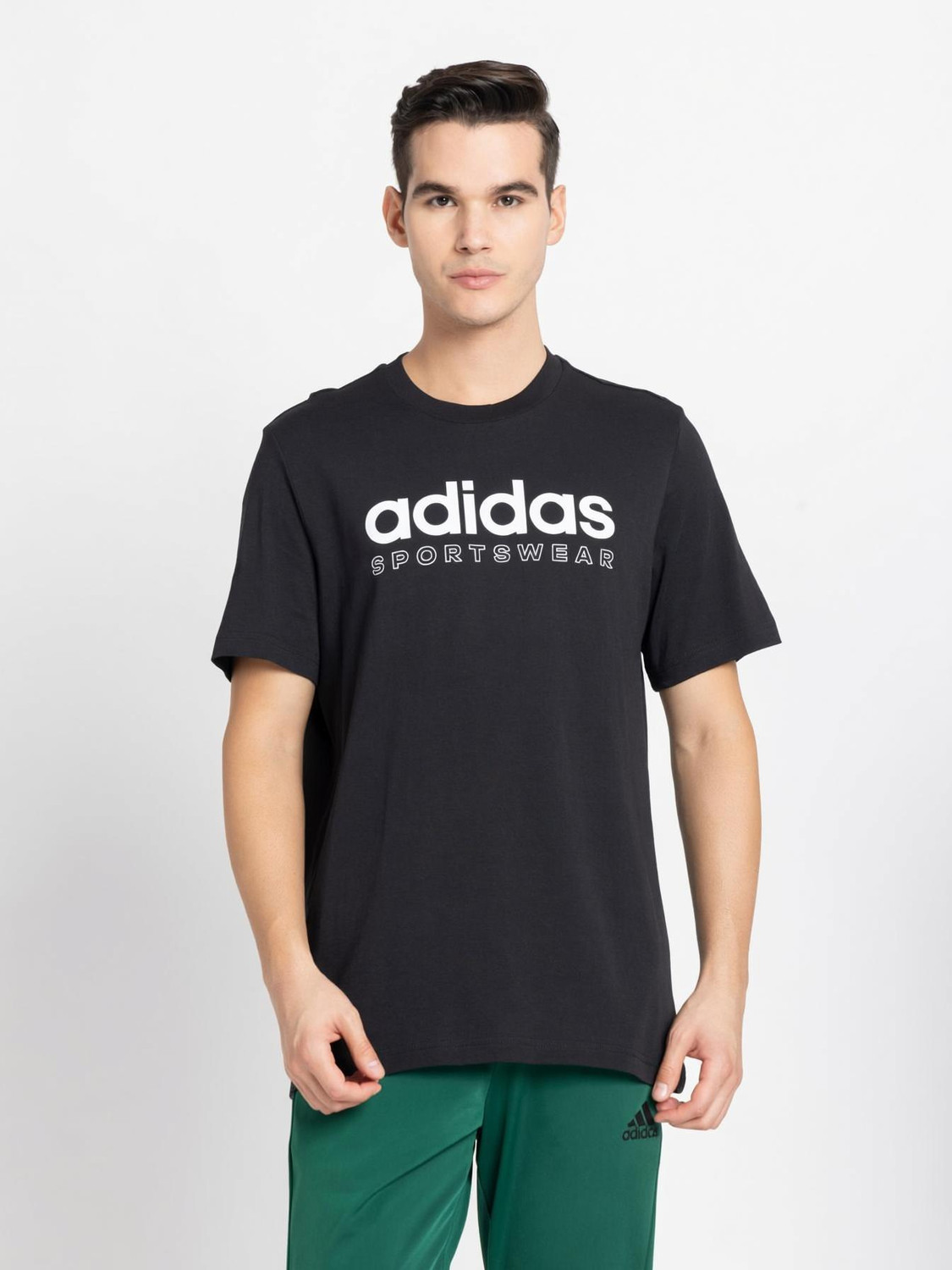 Image of ADIDAS Printed Men Round Neck Black T-Shirt