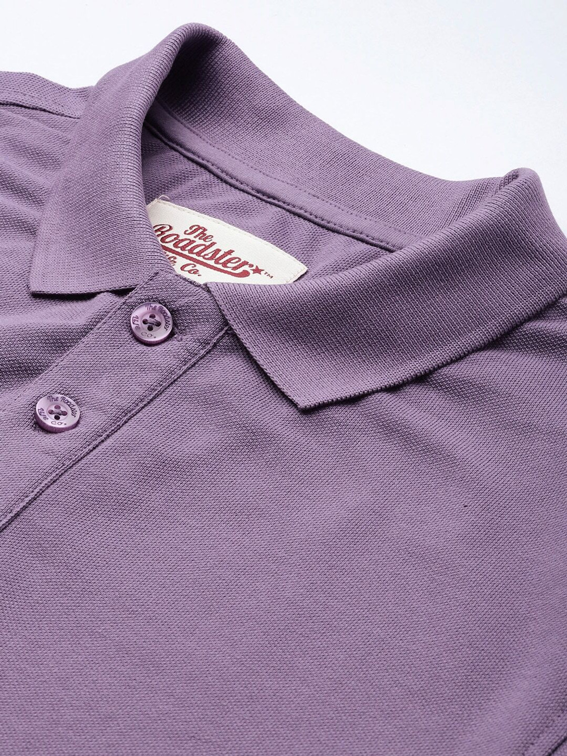 Image of Roadster Solid Men Polo Neck Purple T-Shirt