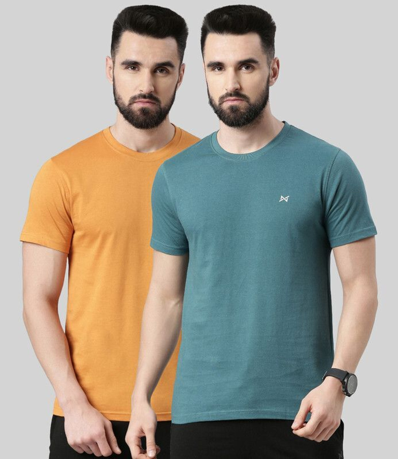 Image of Force NXT Solid Men Round Neck Multicolor T-Shirt