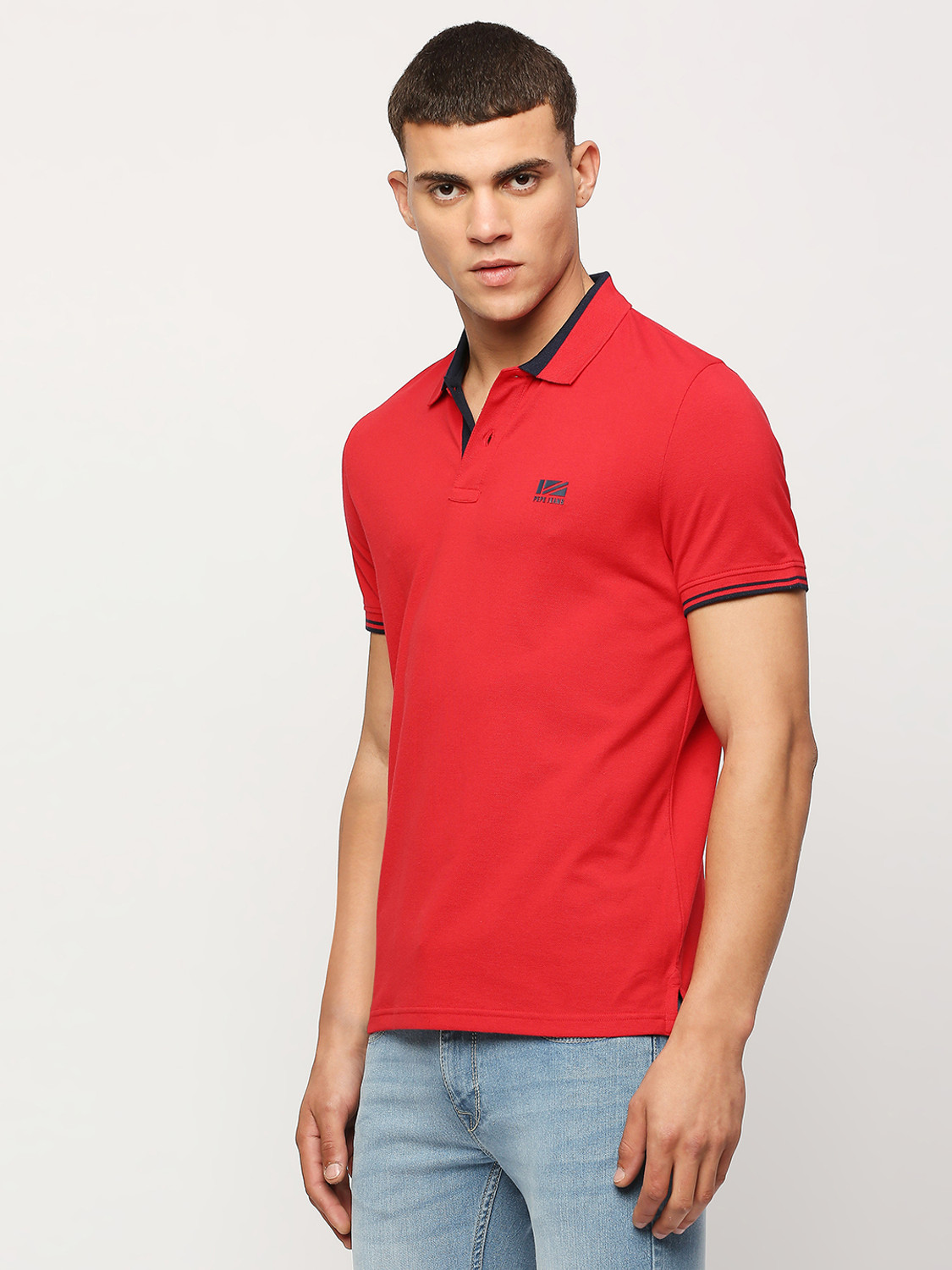 Image of Pepe Jeans Solid Men Polo Neck Red T-Shirt