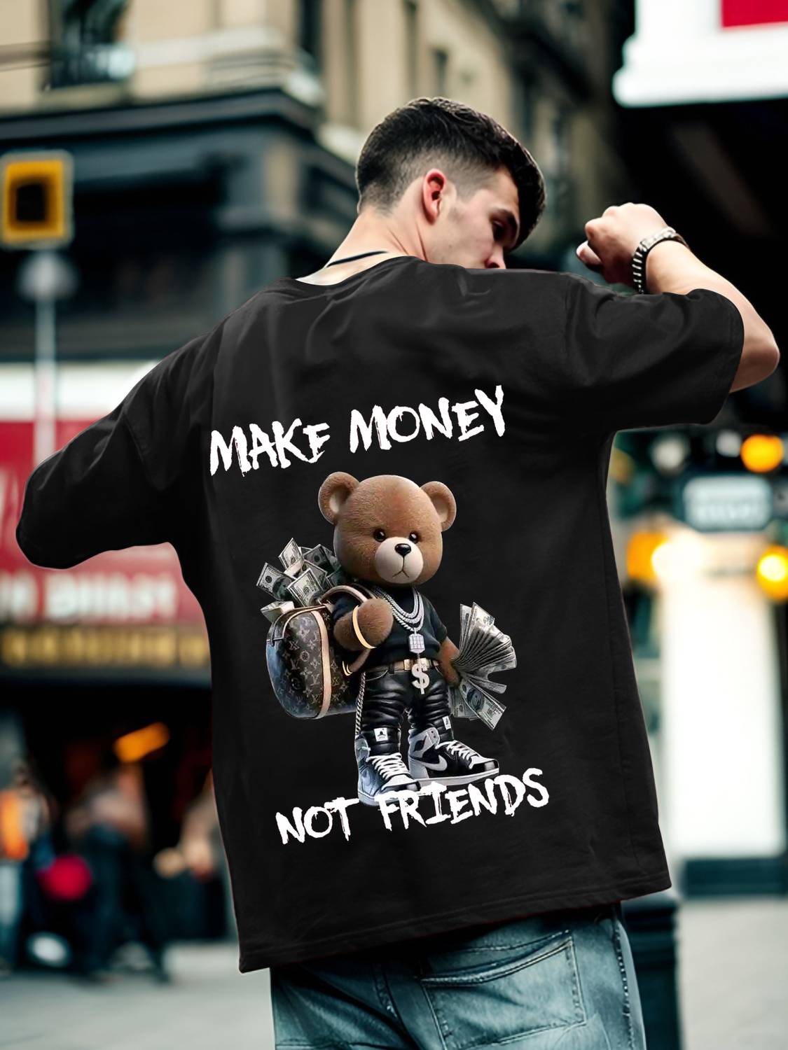 Manly Tees Printed Men Round Neck Black T-Shirt