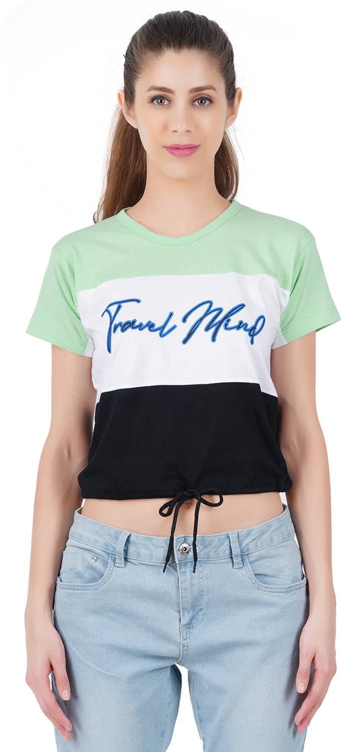 BERRY STREET Typography Women Round Neck Light Green T-Shirt