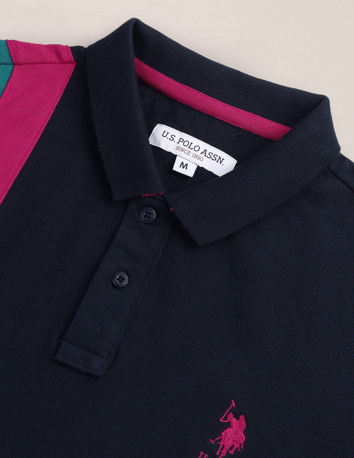 Image of U.S. POLO ASSN. Colorblock Men Polo Neck Blue T-Shirt