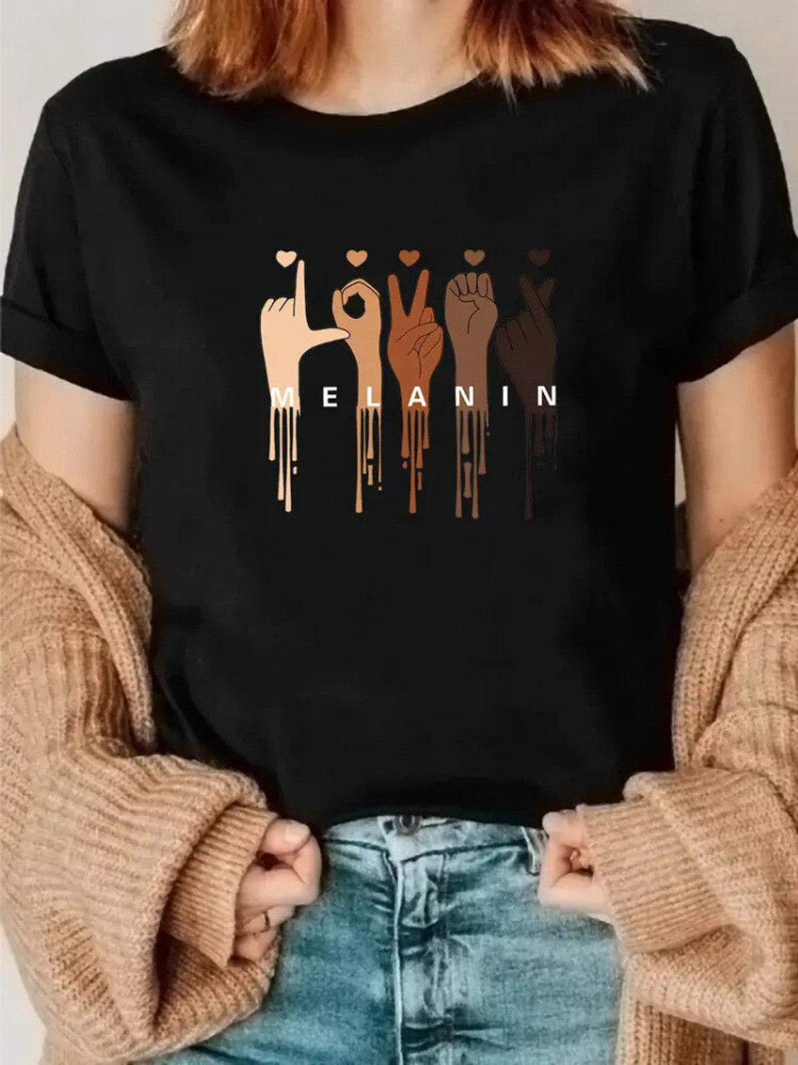 Image of watto Printed Women Round Neck Black T-Shirt