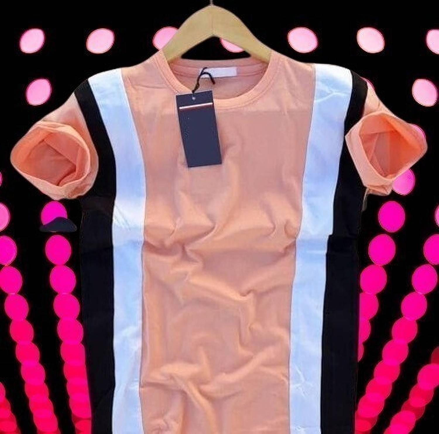 squareretails Men Grey, Pink Striped T-Shirt - Image 2