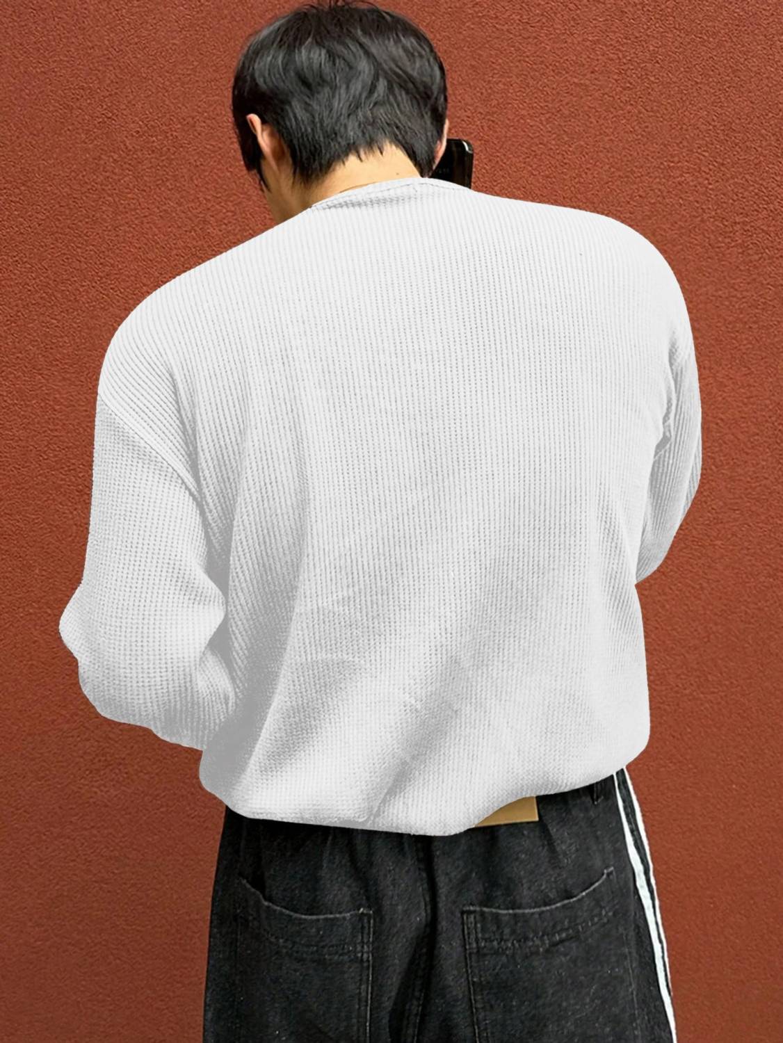 HOODLER Solid Men White T-Shirt - Image 3