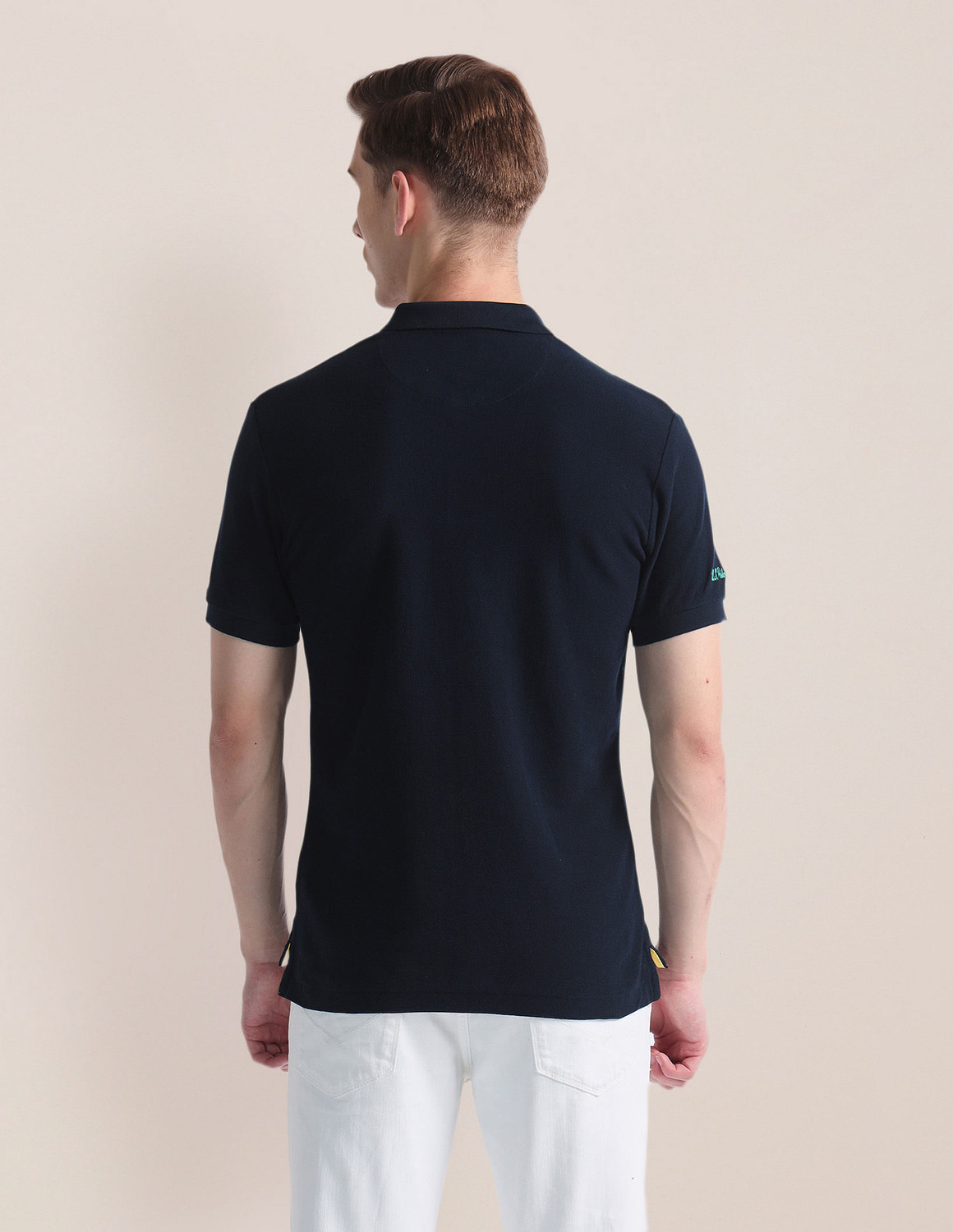 Image of U.S. POLO ASSN. Striped Men Polo Neck Blue T-Shirt