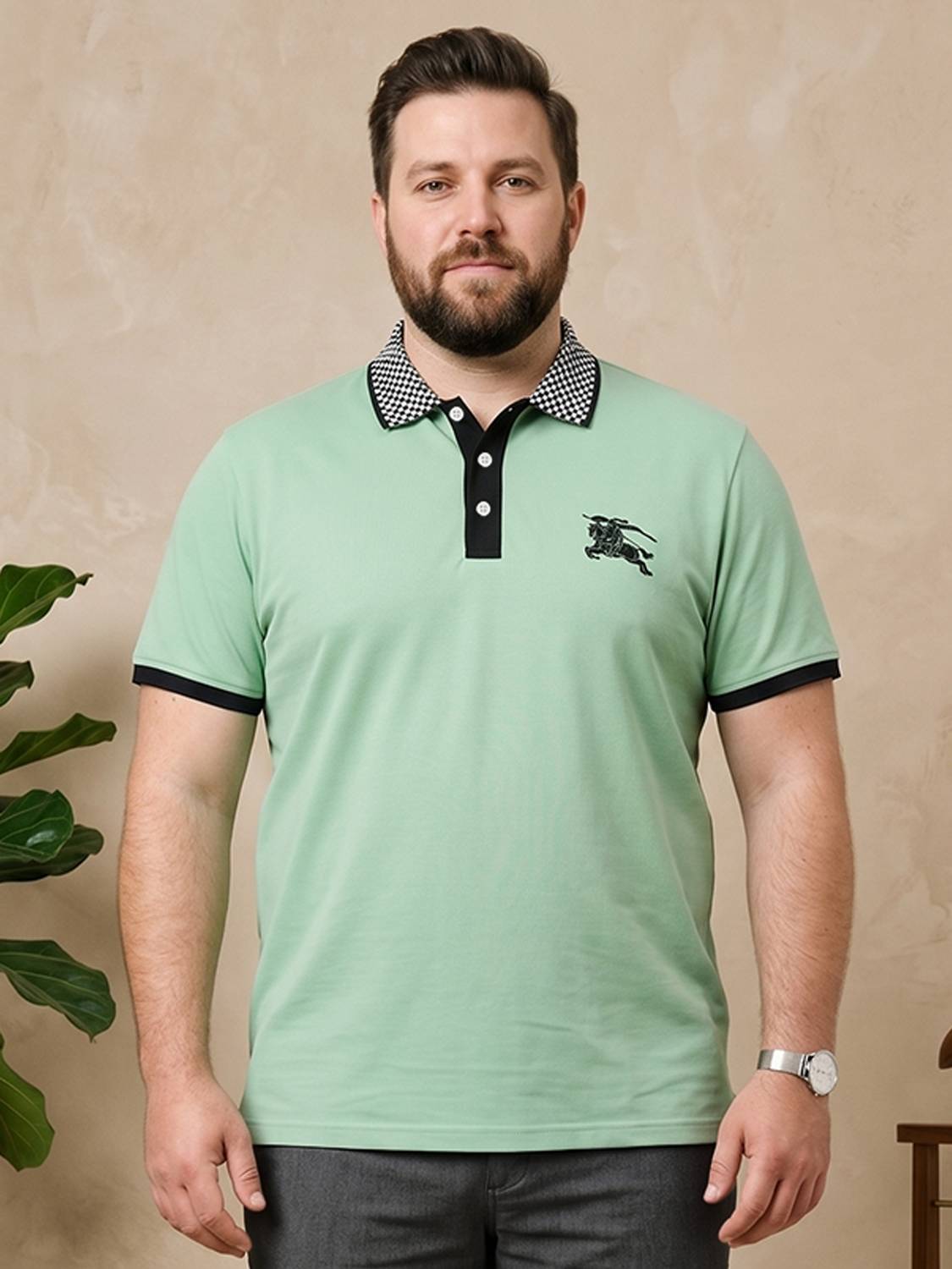 bigbanana Printed Men Polo Neck Green T-Shirt