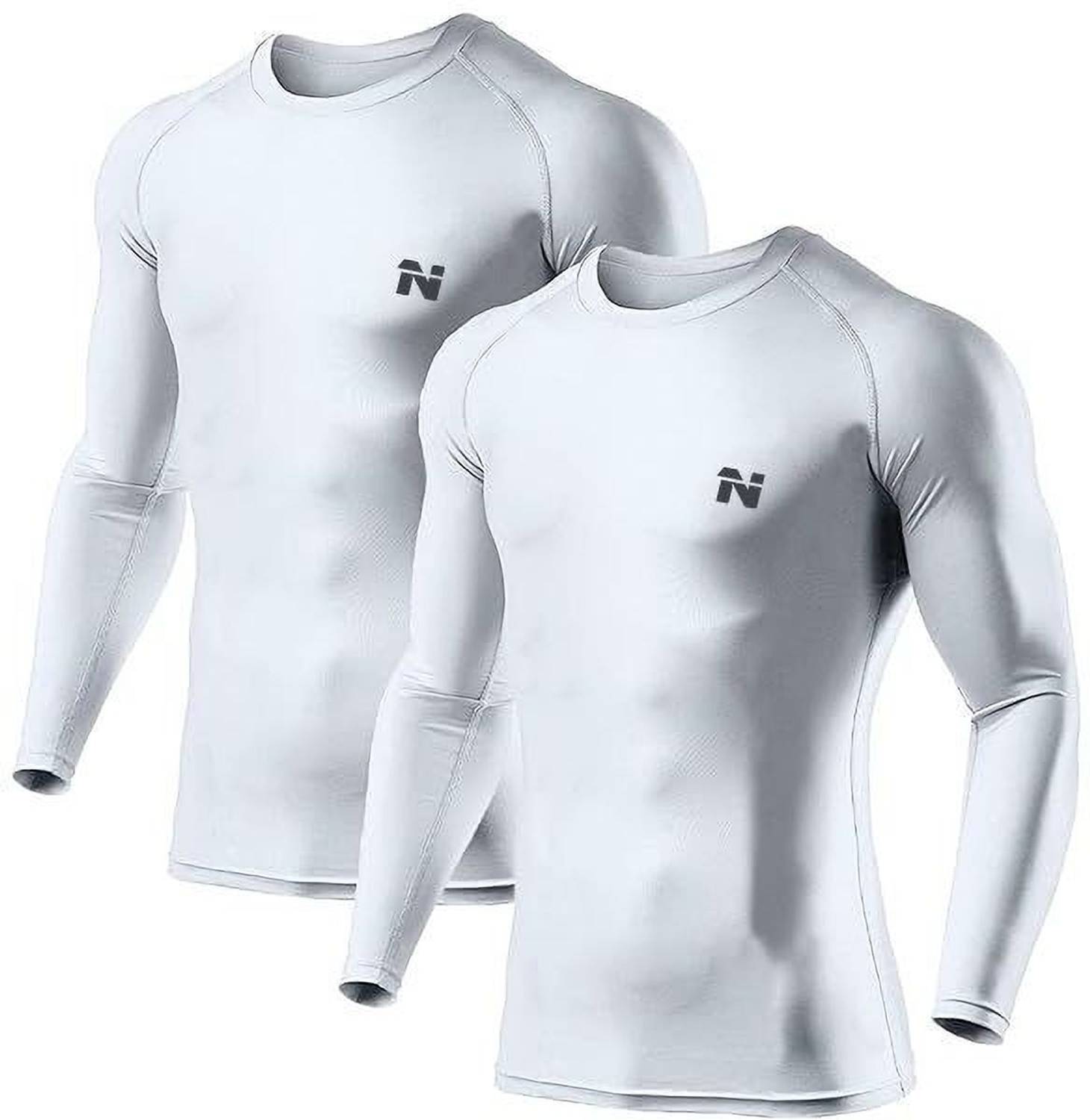 NINQ Pack of 2 Men Solid Round Neck Nylon White T-Shirt