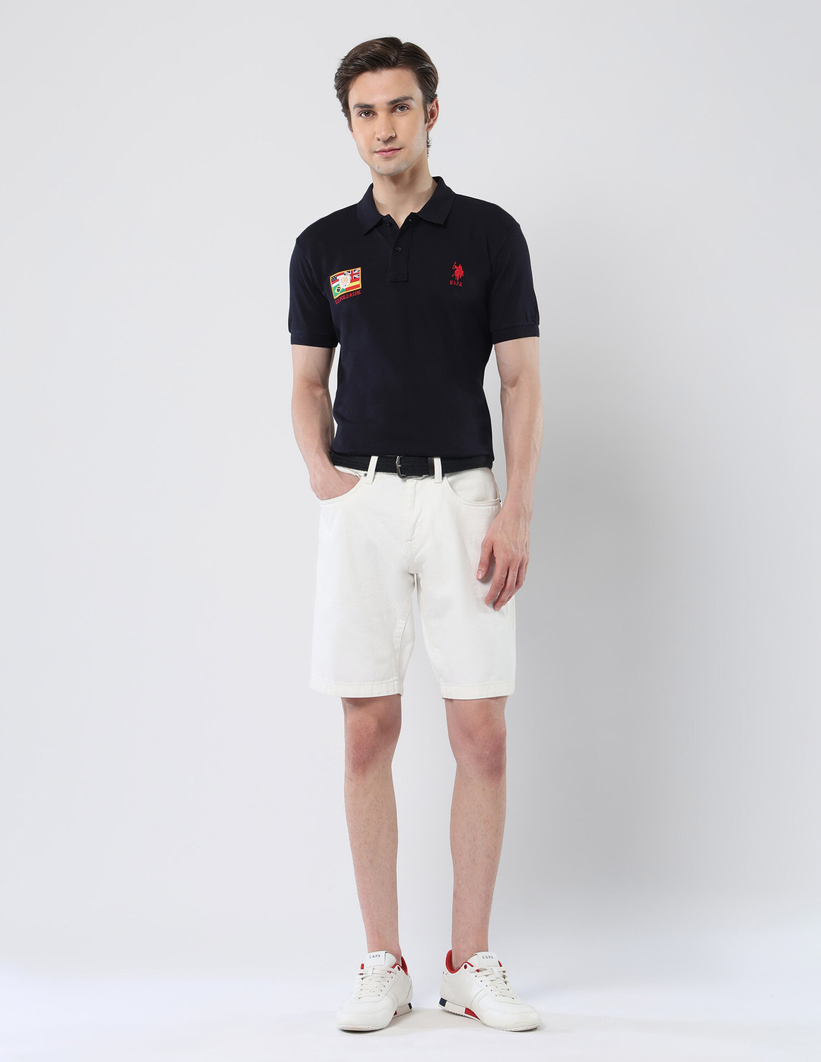 Image of U.S. POLO ASSN. Printed Men Polo Neck Blue T-Shirt