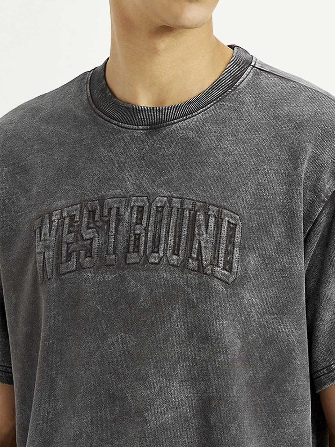 Image of LEVI'S Graphic Print Men Crew Neck Grey T-Shirt