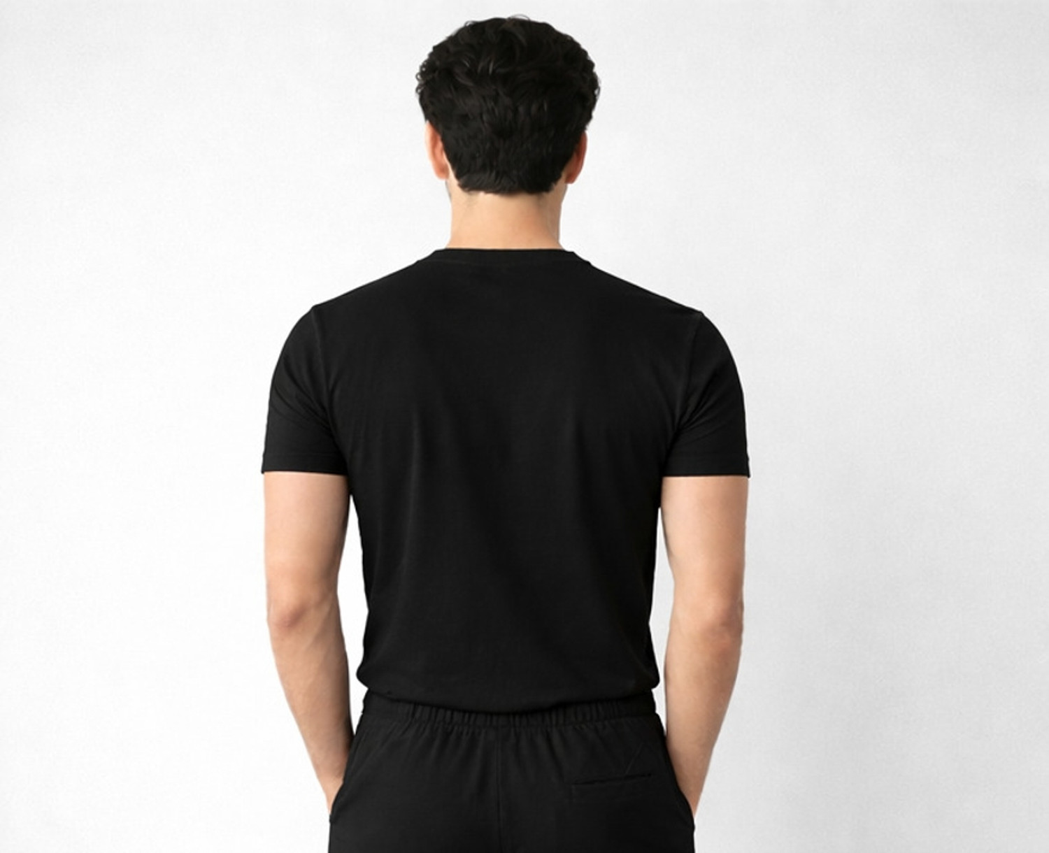 Image of NEO10 Solid Men Round Neck Black T-Shirt