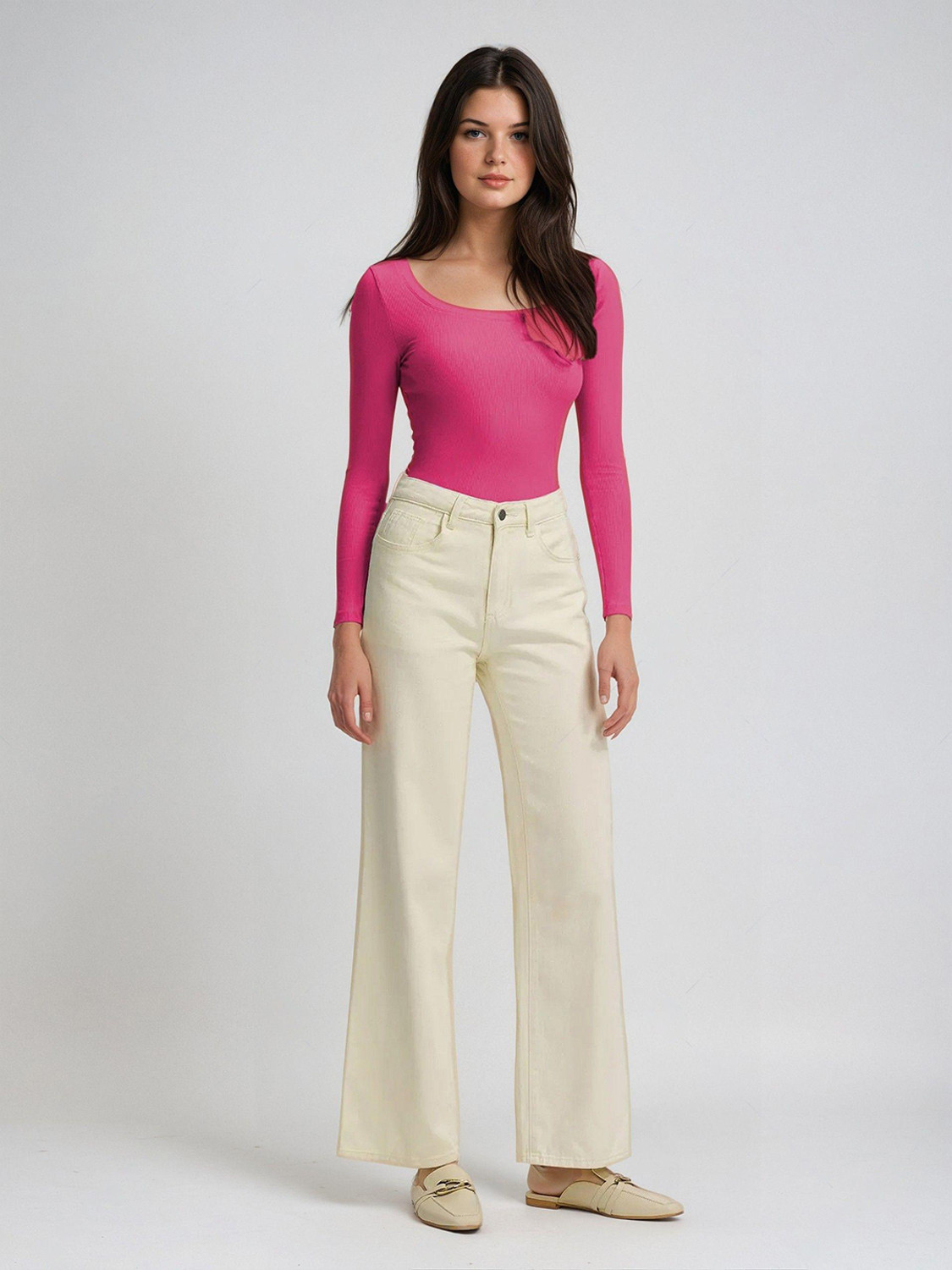 Image of KOTTY Solid Women Scoop Neck Pink T-Shirt