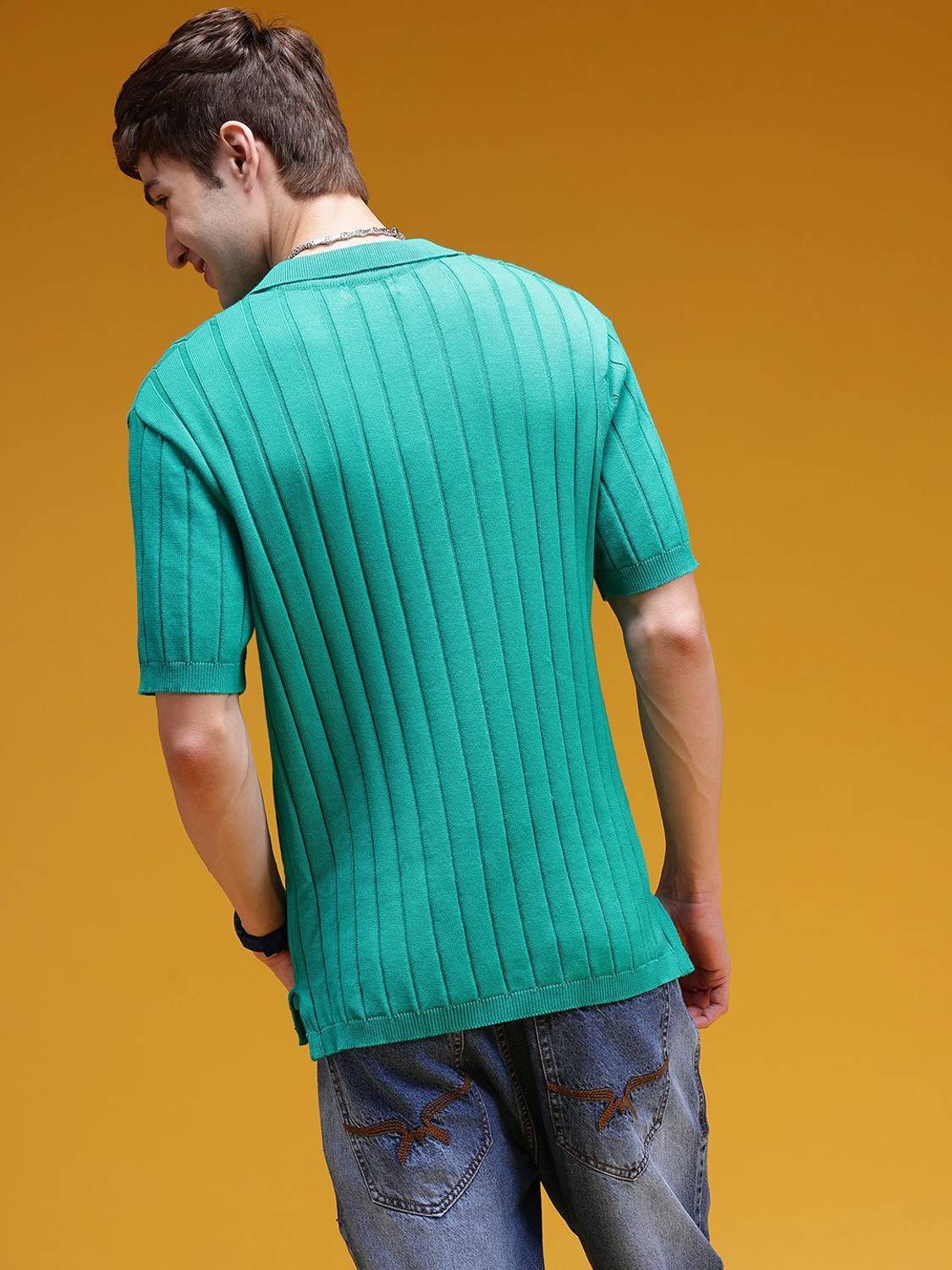 HERE&NOW Green Polo Neck T-Shirt - Image 4