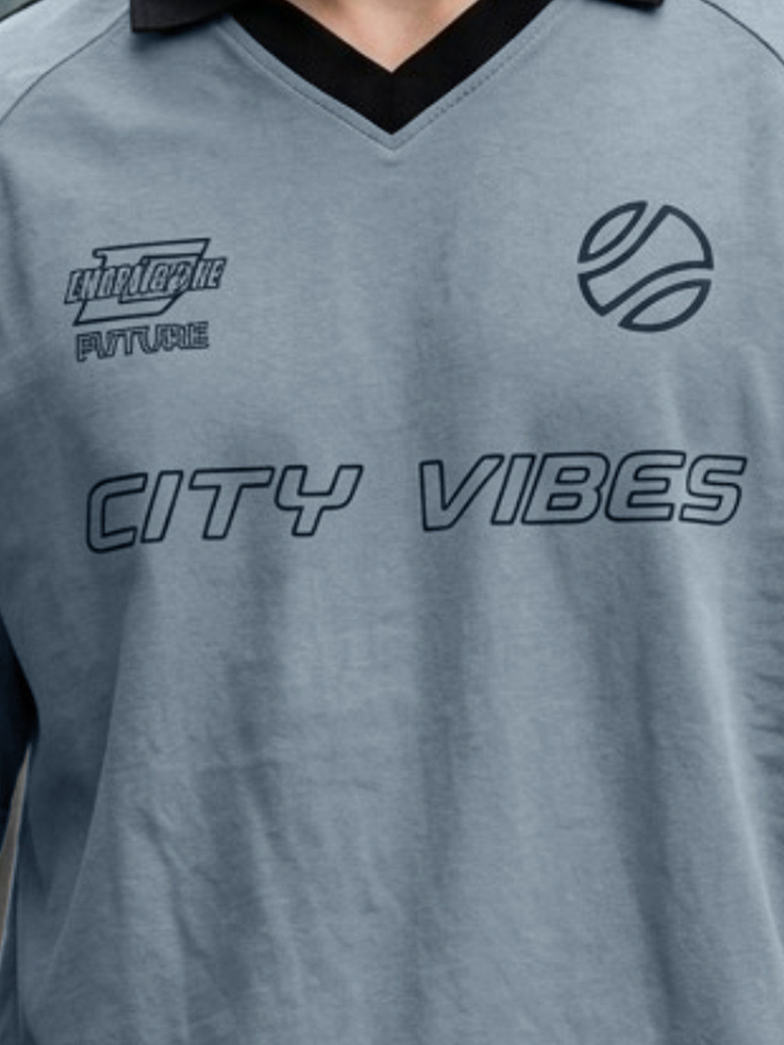 Image of Jump Cuts Printed Men Polo Neck Grey, Black T-Shirt