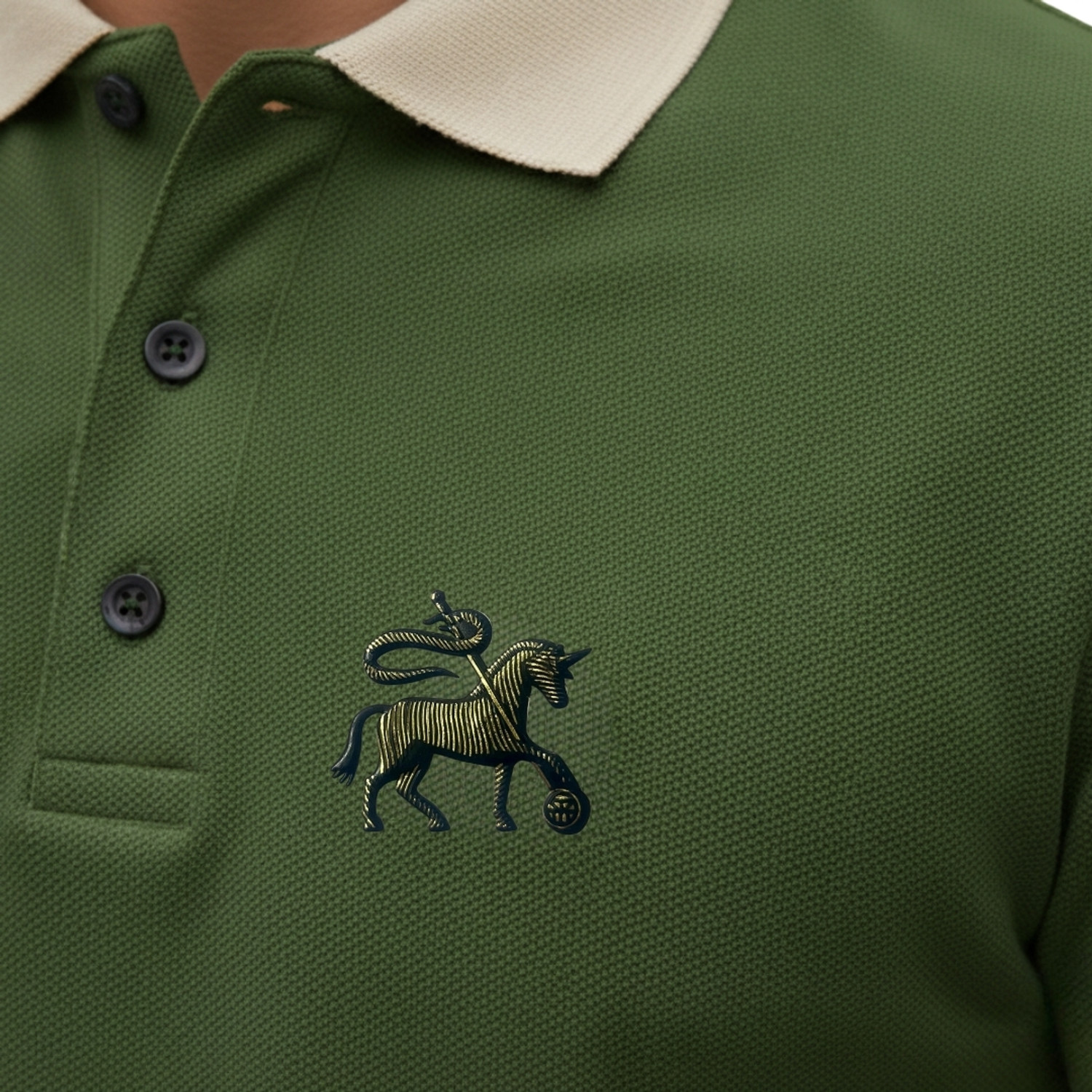 Image of Rikaro Solid Men Polo Neck Green T-Shirt