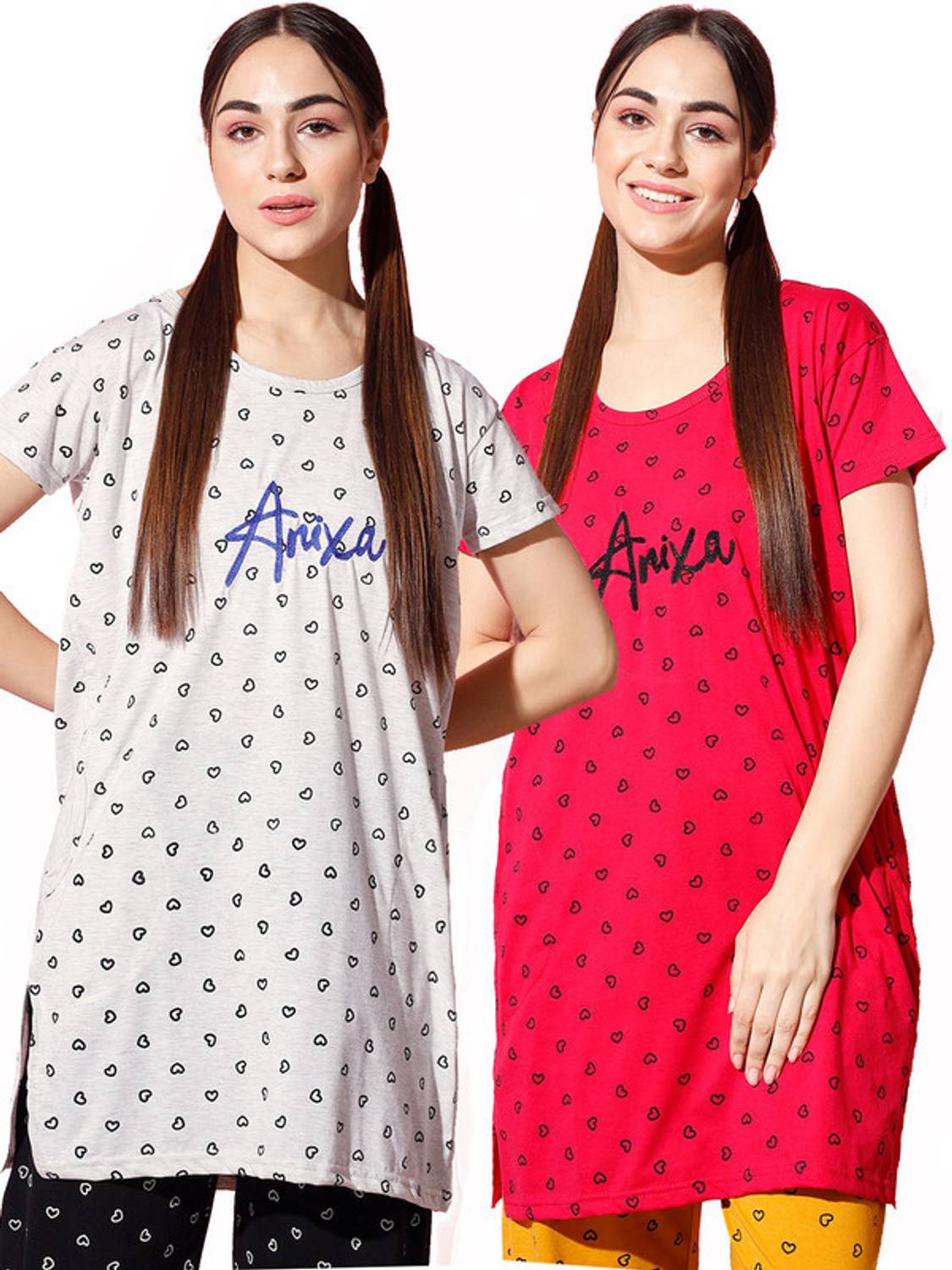 ANIXA Printed, Typography Women Round Neck Multicolor T-Shirt