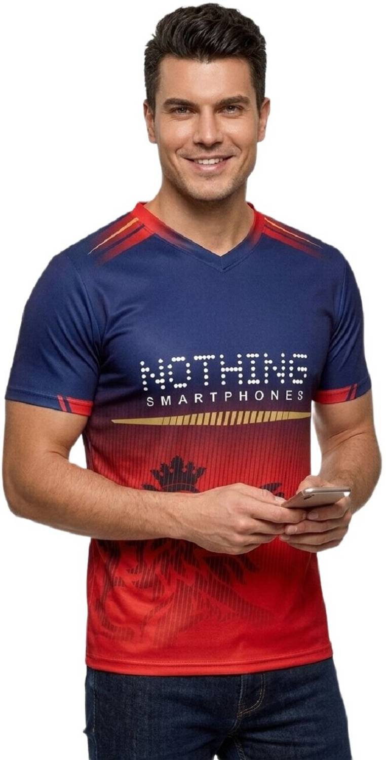 Smv Men Printed V Neck Polyester Multicolor T-Shirt