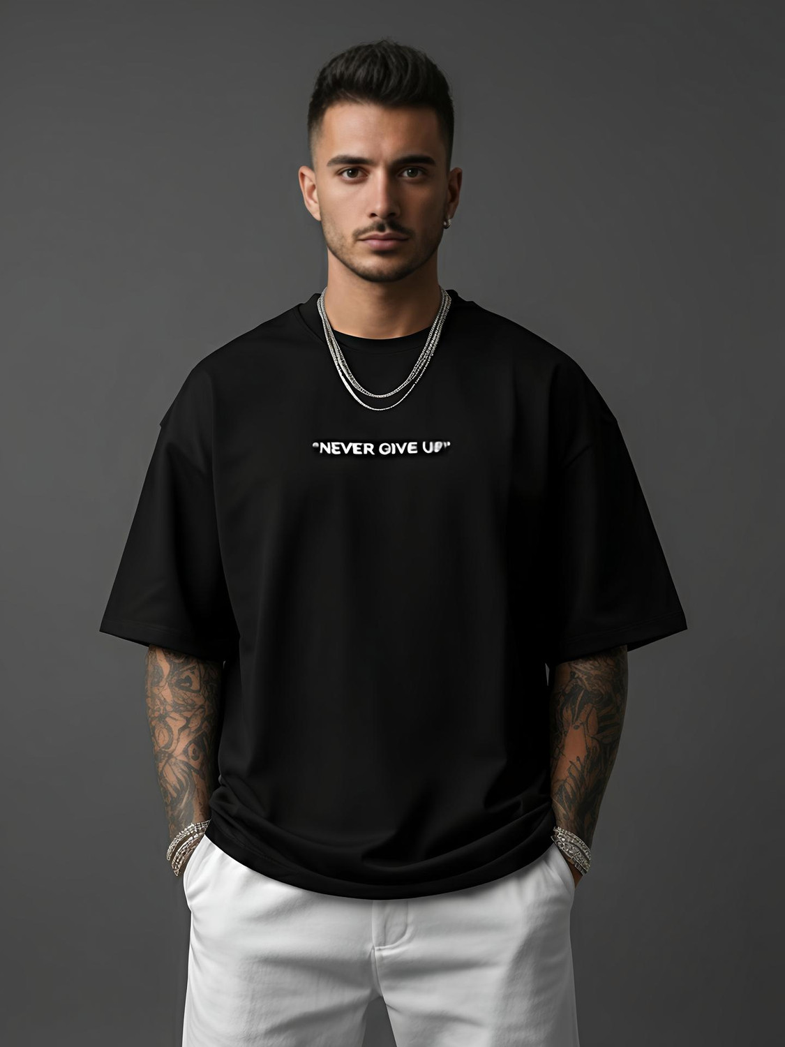 Image of Fab Fashion Studio Printed Men Round Neck Black T-Shirt