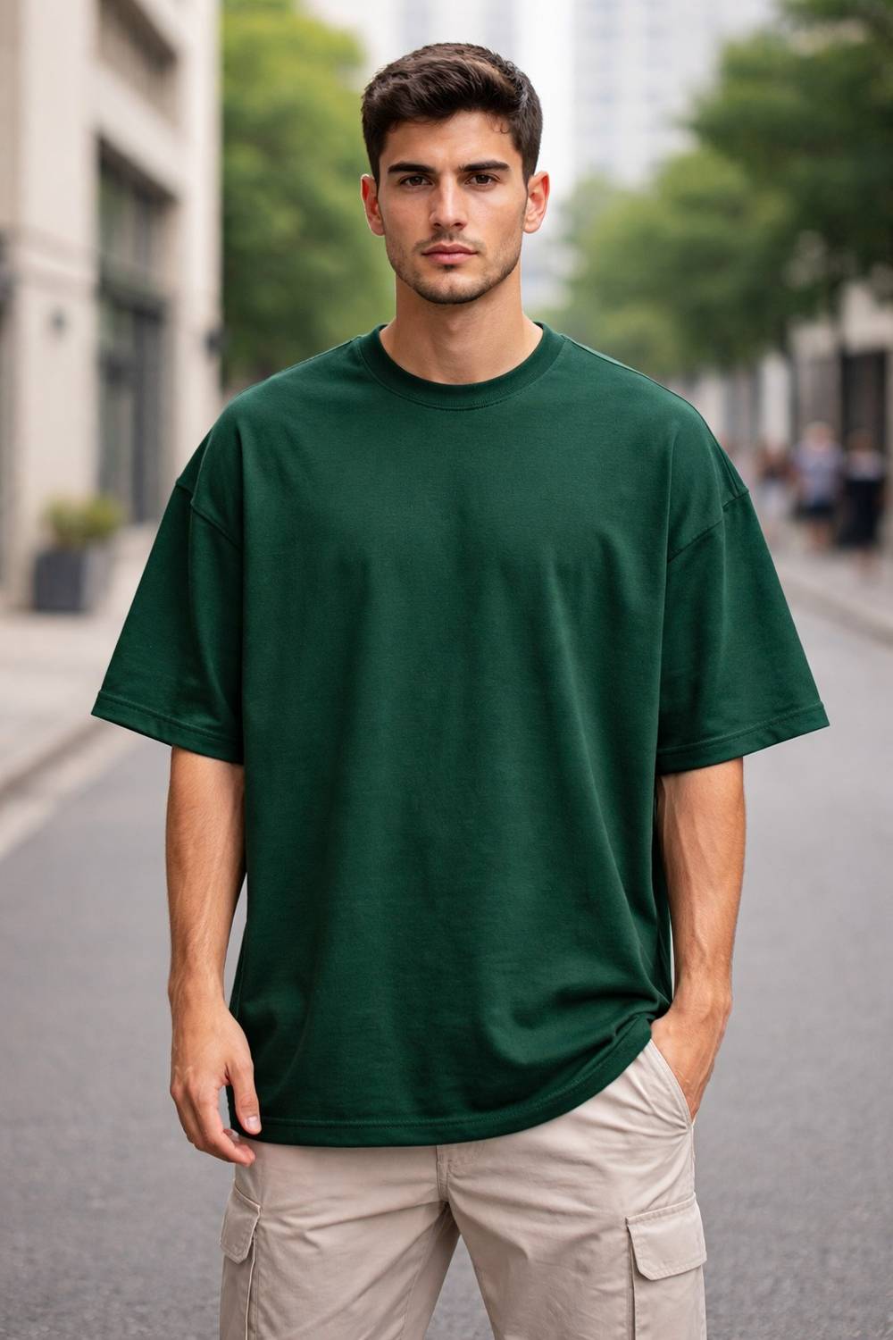 TRIPR Tees Solid Men Round Neck Dark Green T-Shirt