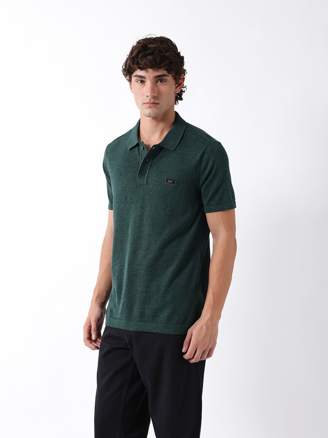 THE BEAR HOUSE Solid Men Polo Neck Green T-Shirt