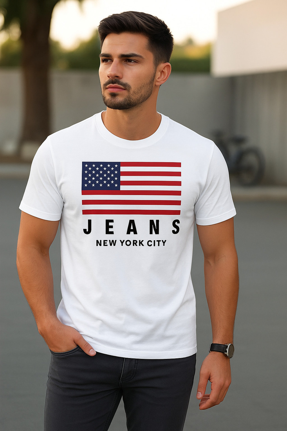 Image of TRIPPER Typography Men Round Neck White T-Shirt