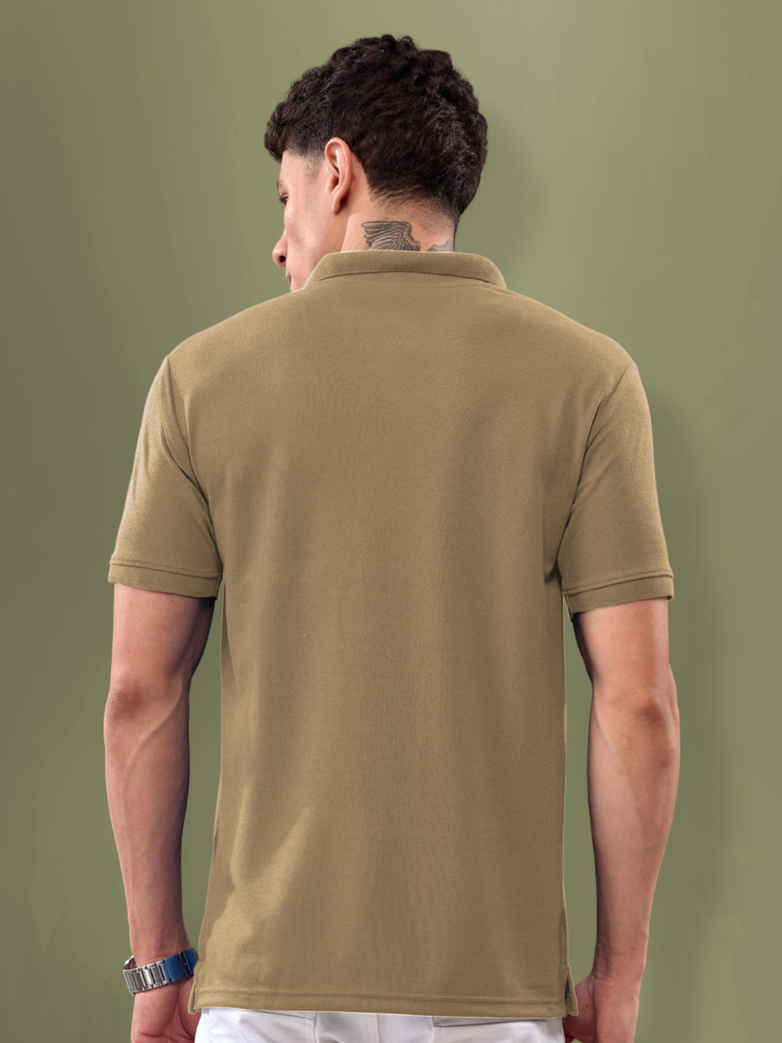 Image of Lux Nitro Solid Men Polo Neck Gold T-Shirt
