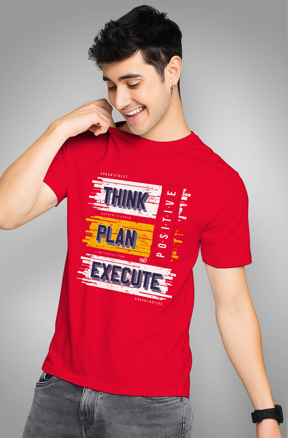 Image of GM TRENDS Printed Men Round Neck Red T-Shirt