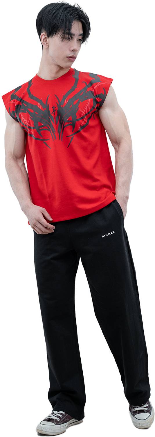 Athflex Men Red Round Neck Printed T-Shirt - Image 5