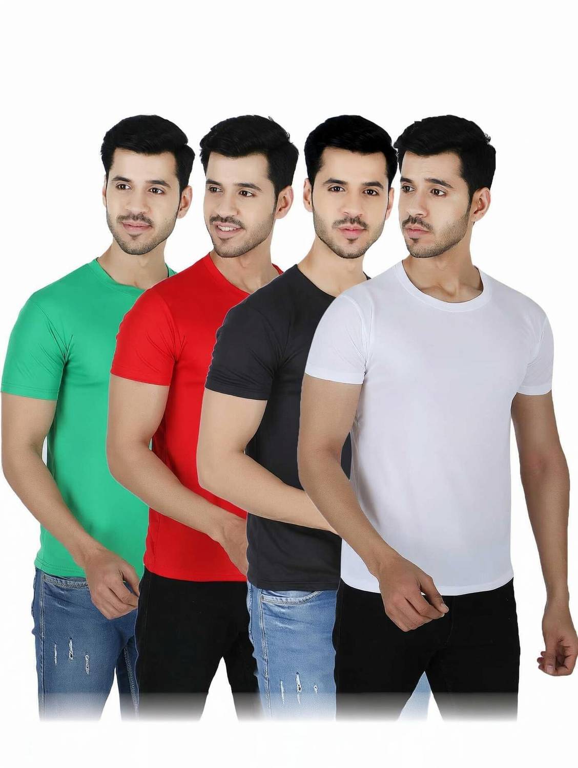 Newsingh Solid Men Round Neck Multicolor T-Shirt Pack of 4