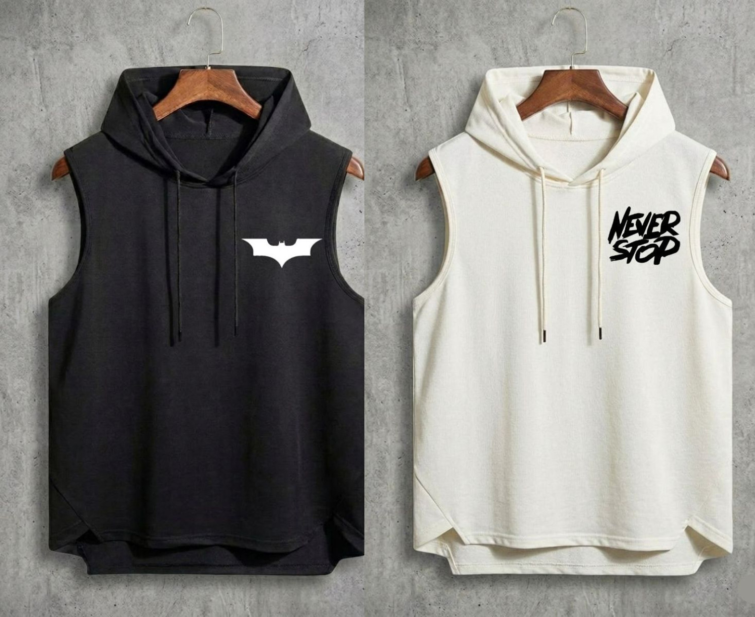 Image of Zxomillo Self Design Men Hooded Neck Black, White T-Shirt
