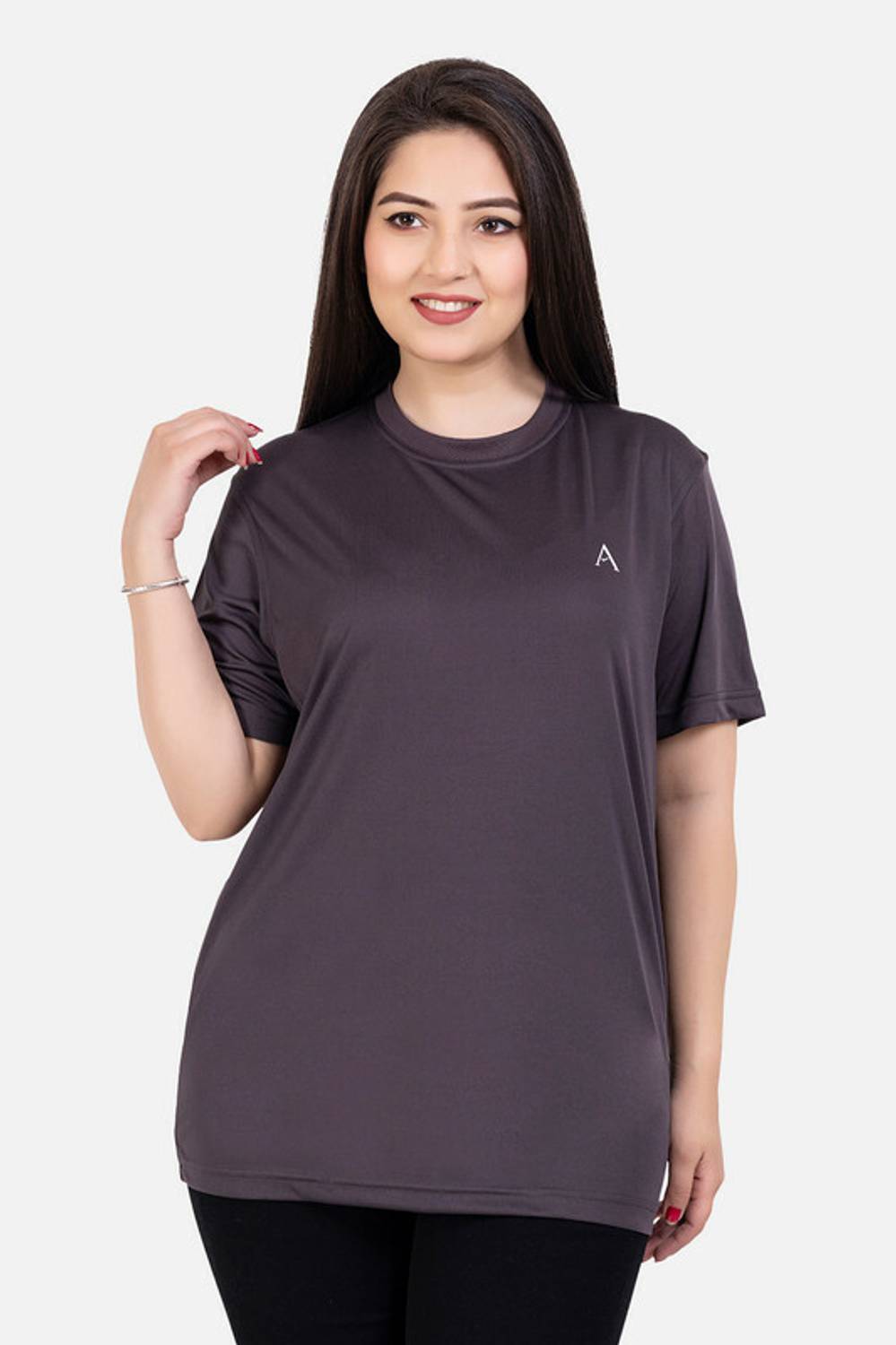 ABZJOGG Solid Women Round Neck Grey T-Shirt