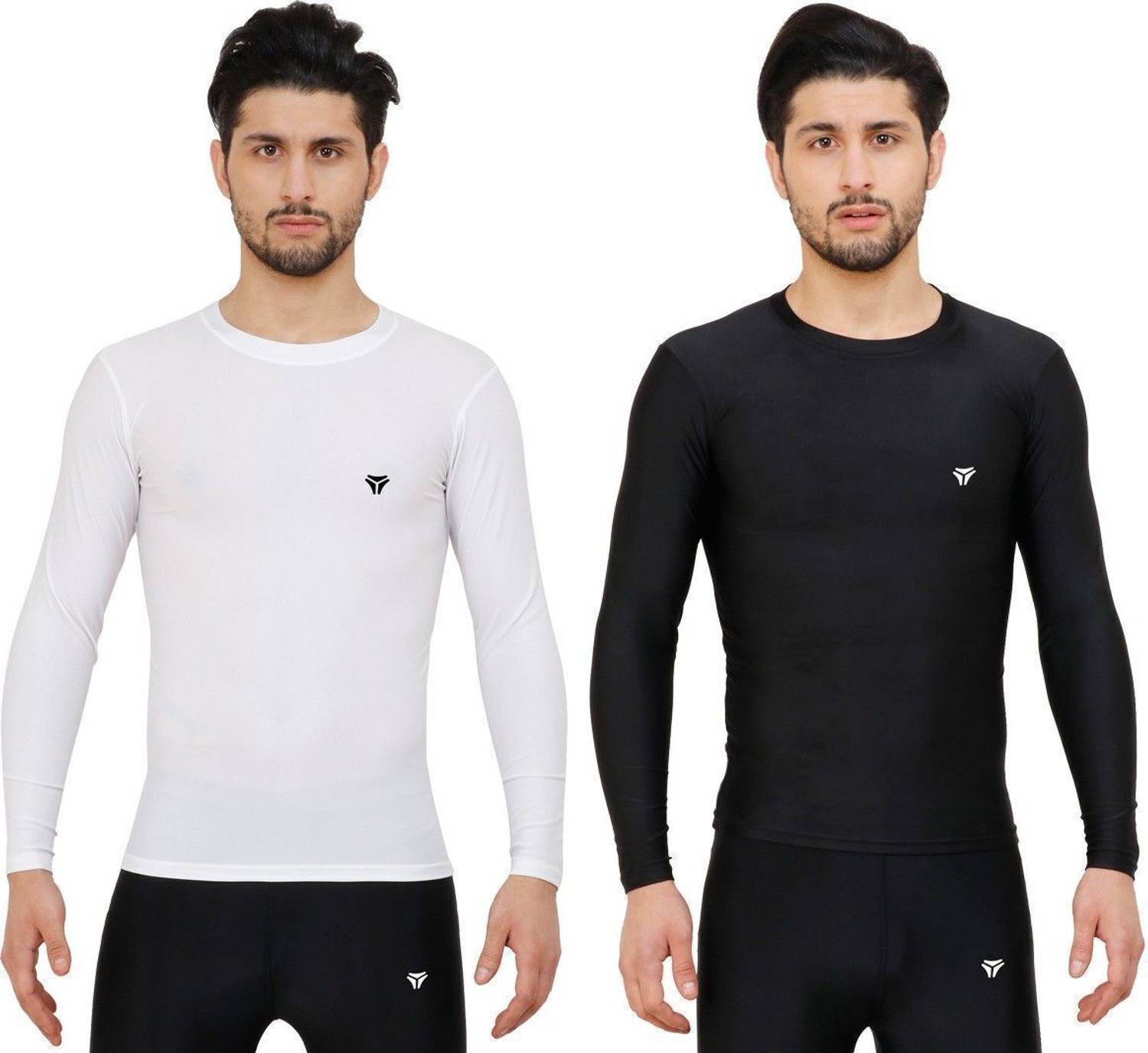 Kyk Pack of 2 Men Solid Round Neck Polyester White, Black T-Shirt