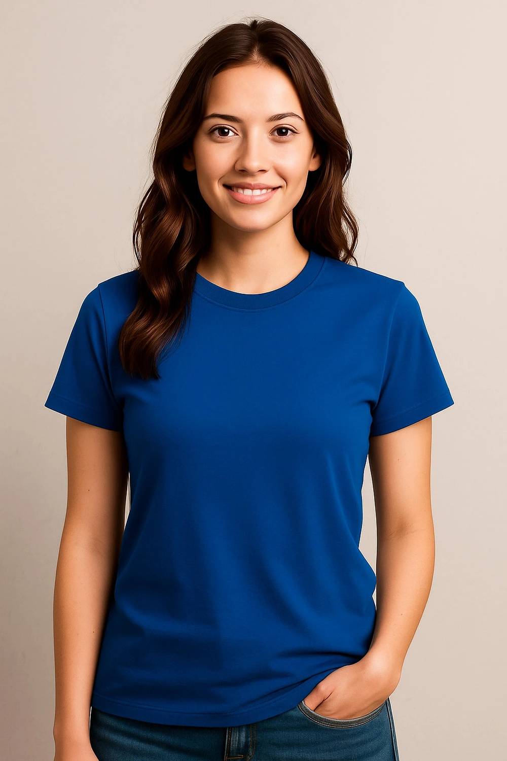 Belive in Yourself Solid Women Round Neck Blue T-Shirt