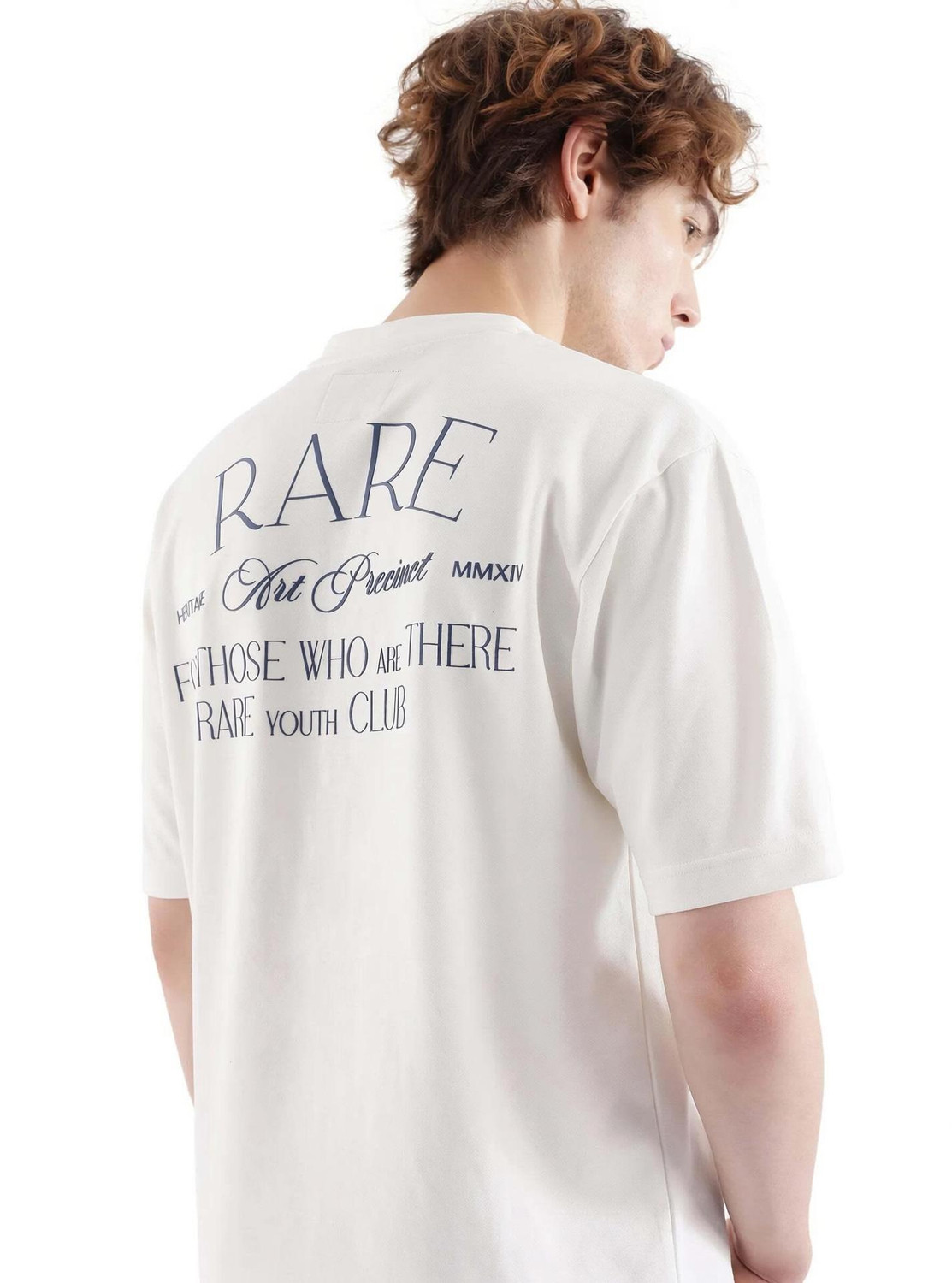 Image of RARE RABBIT Printed Men Round Neck White T-Shirt