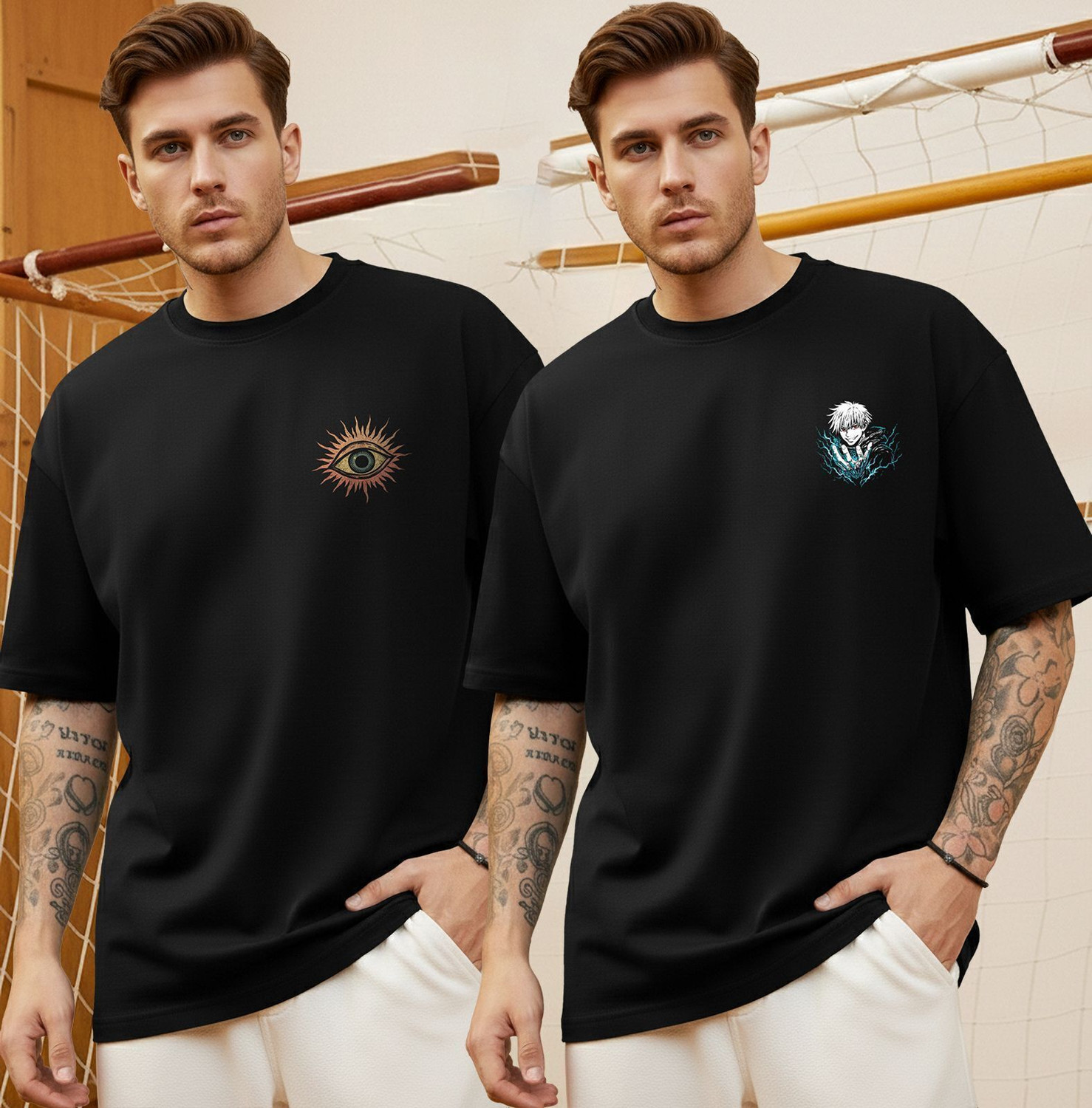 Image of TRIPR Typography Men Round Neck Black T-Shirt
