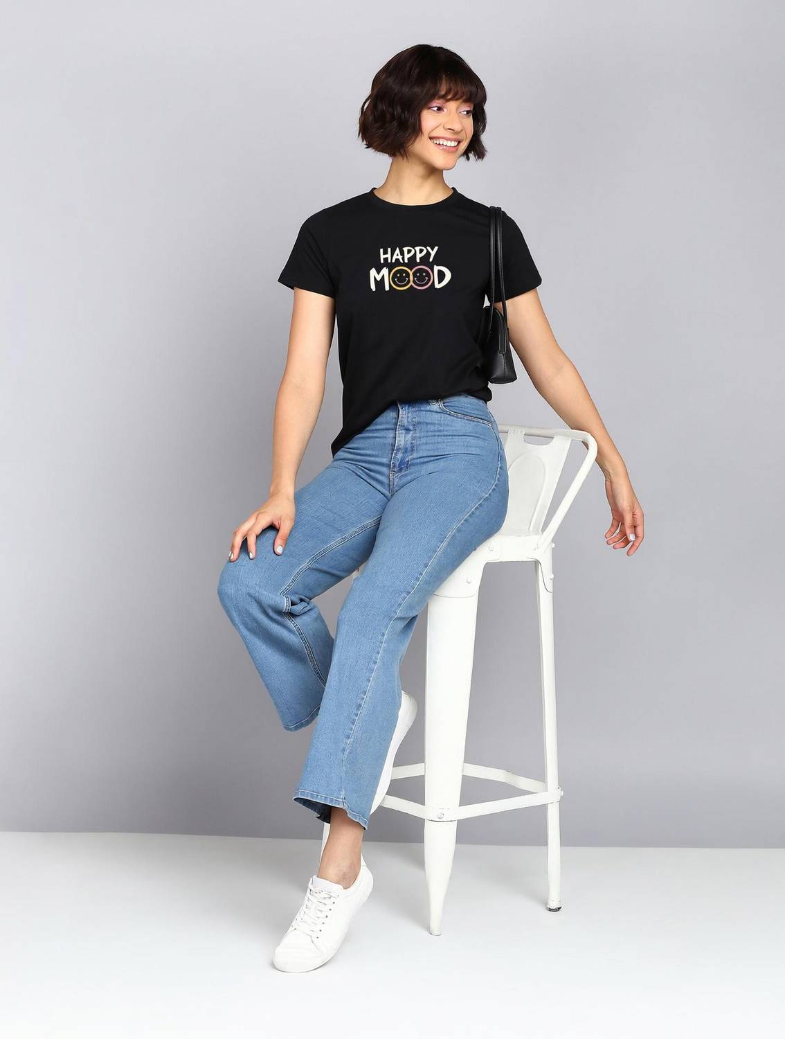 Adyavastram Typography Women Round Neck Black T-Shirt