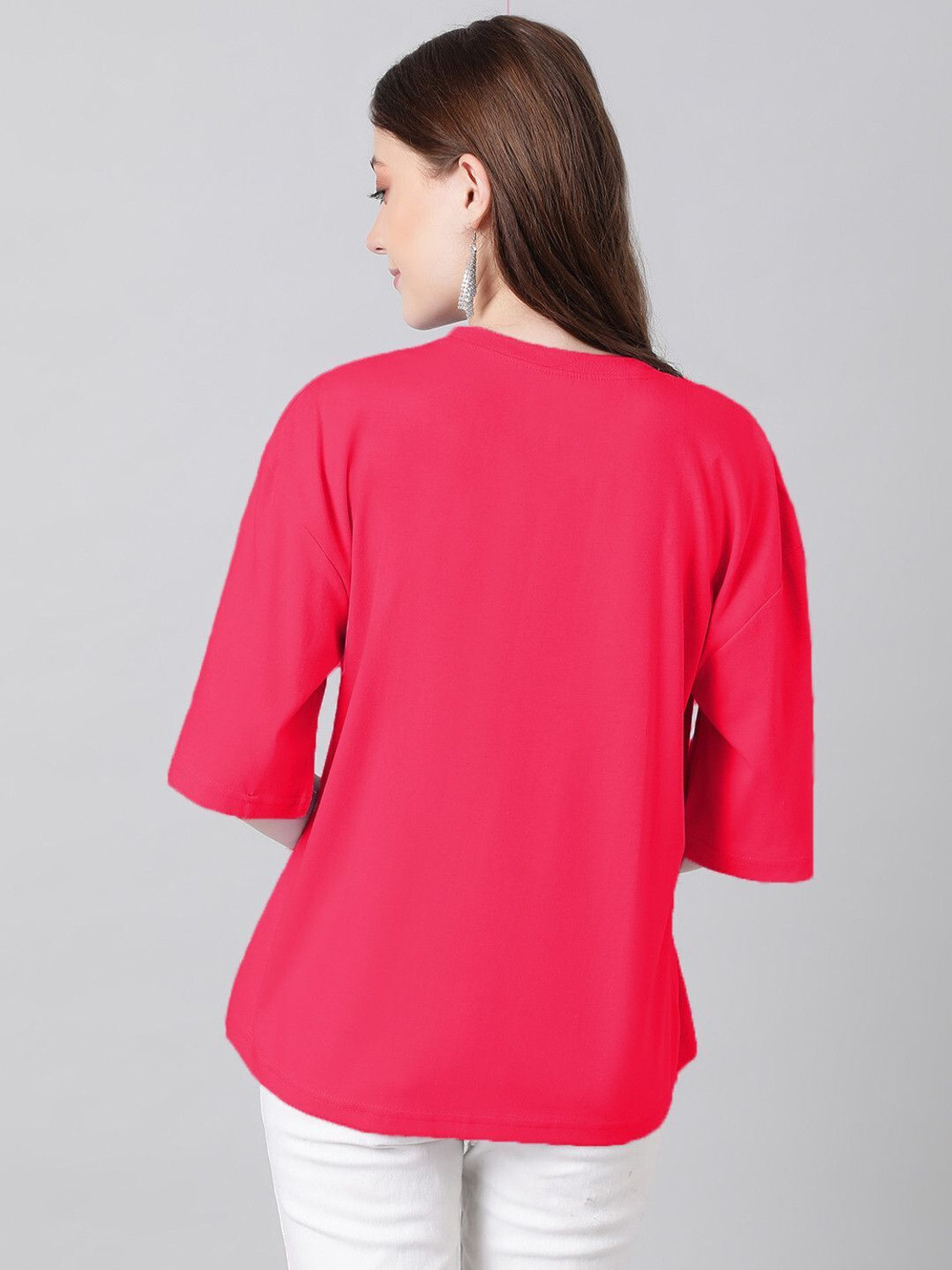 Image of KOTTY Solid Women Scoop Neck Pink T-Shirt