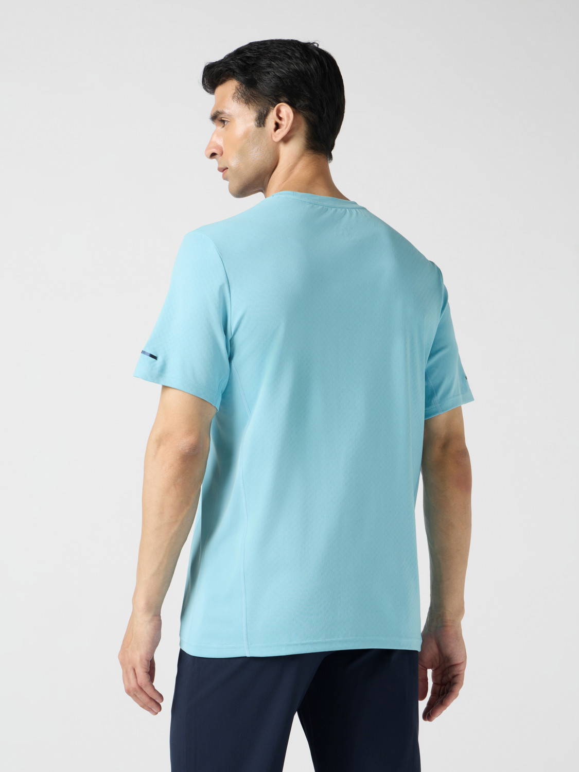 Image of TECHNOSPORT Typography Men Round Neck Light Blue T-Shirt