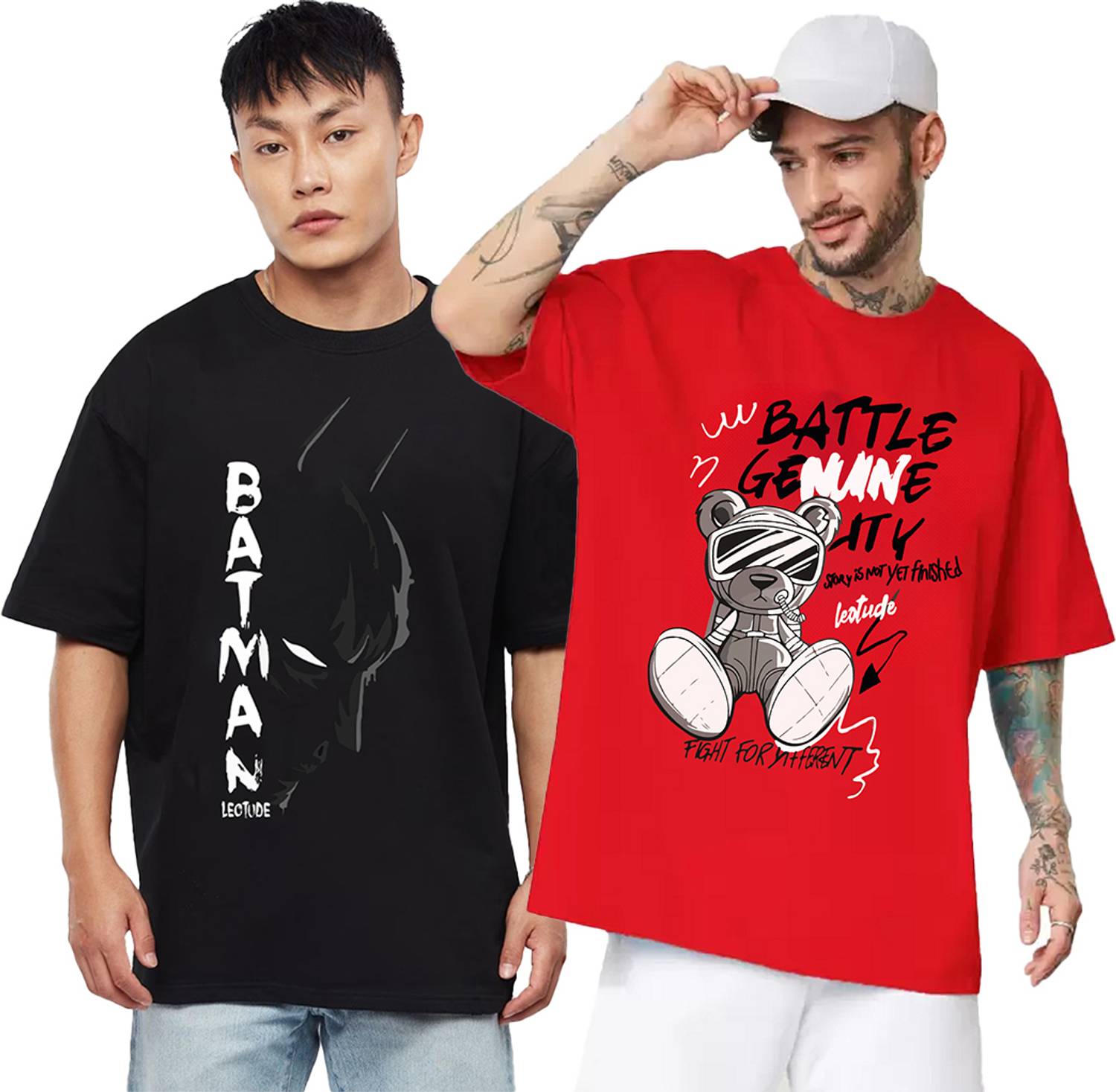 Leotude Men Printed Round Neck Cotton Blend Multicolor T-Shirt