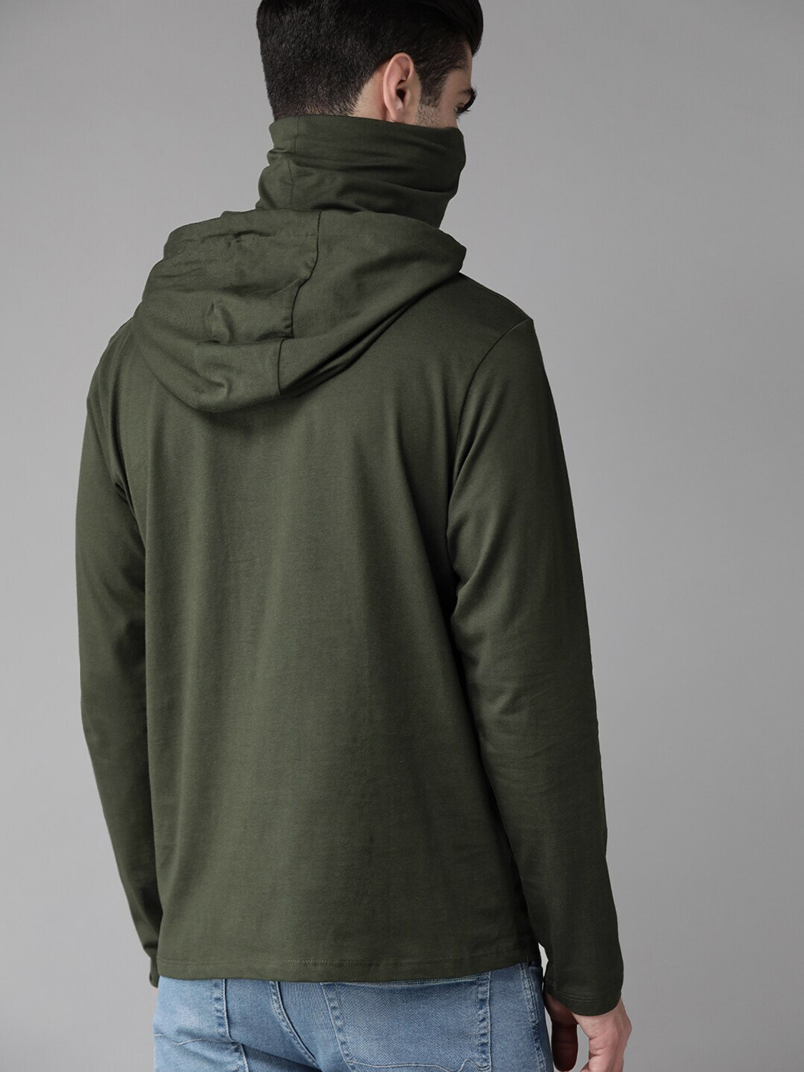 Image of Roadster Solid Men Hooded Neck Green T-Shirt